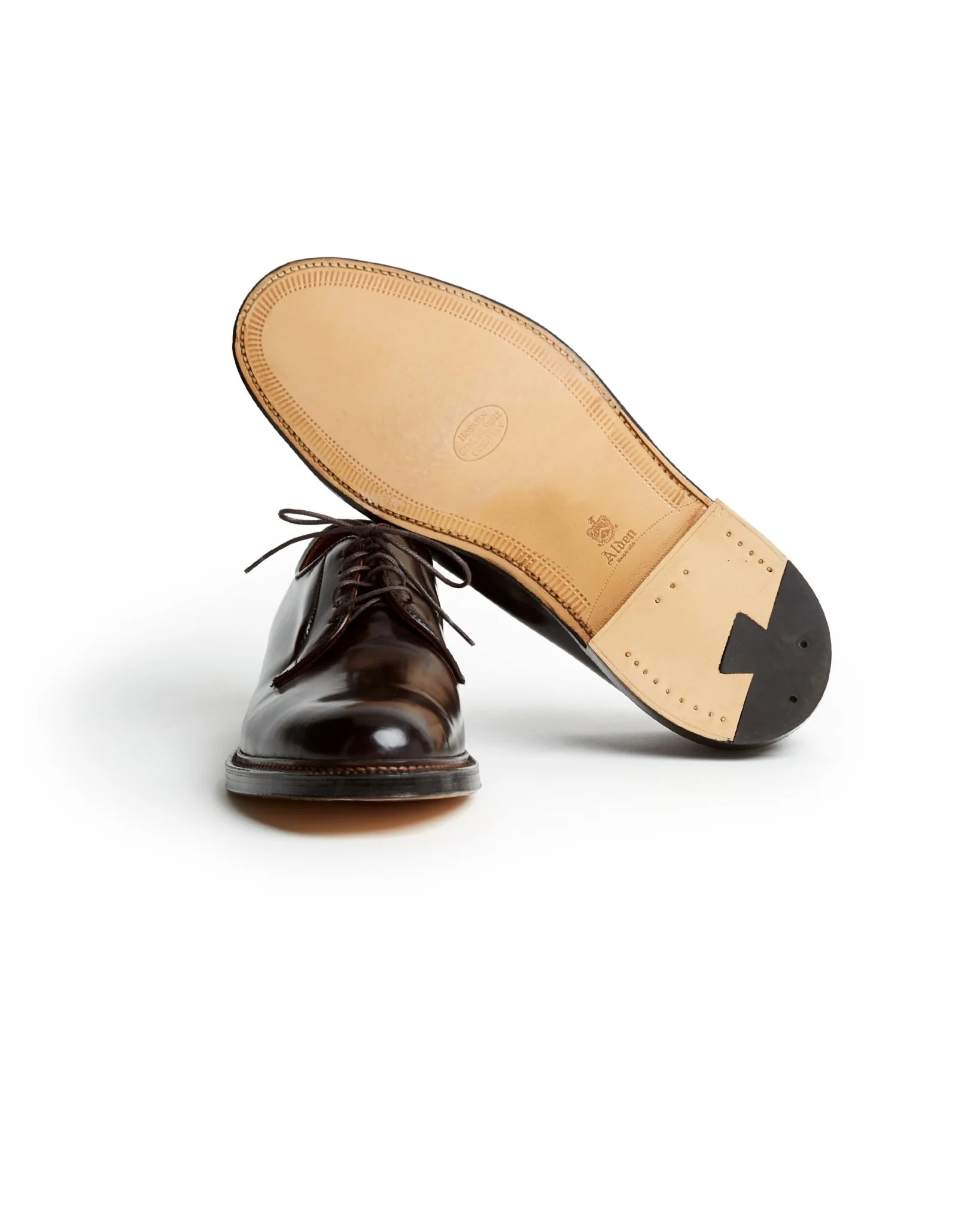 Alden Cordovan Plain Toe Blucher Shoe: Dark Burgundy 990 - Image 3
