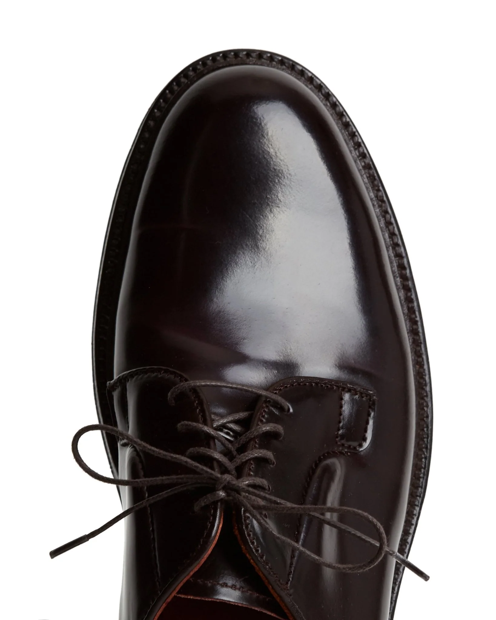 Alden Cordovan Plain Toe Blucher Shoe: Dark Burgundy 990 - Image 4