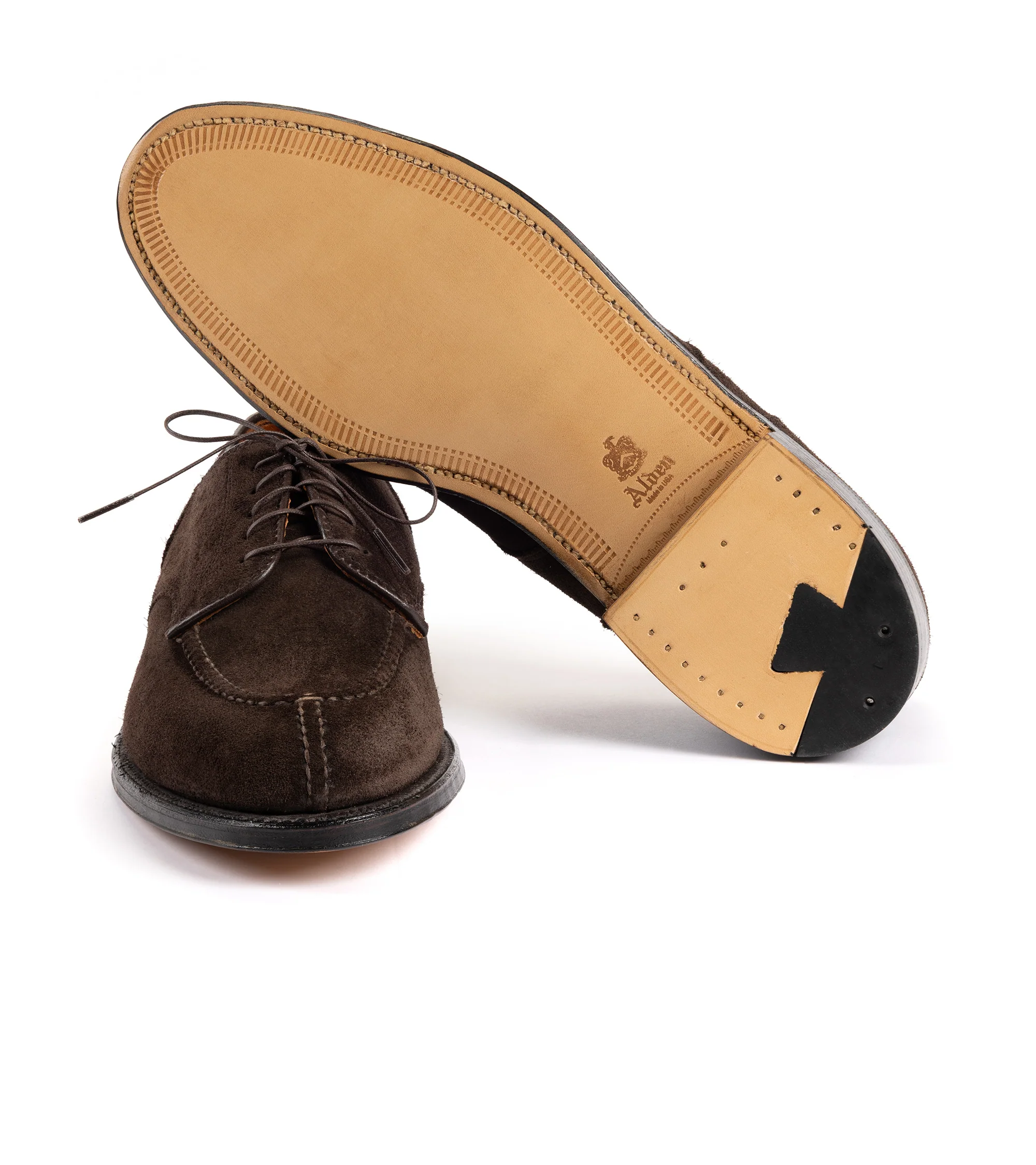 Alden for Trunk Suede Norwegian Split Toe Blucher Shoe: Chocolate 22462 - Image 4