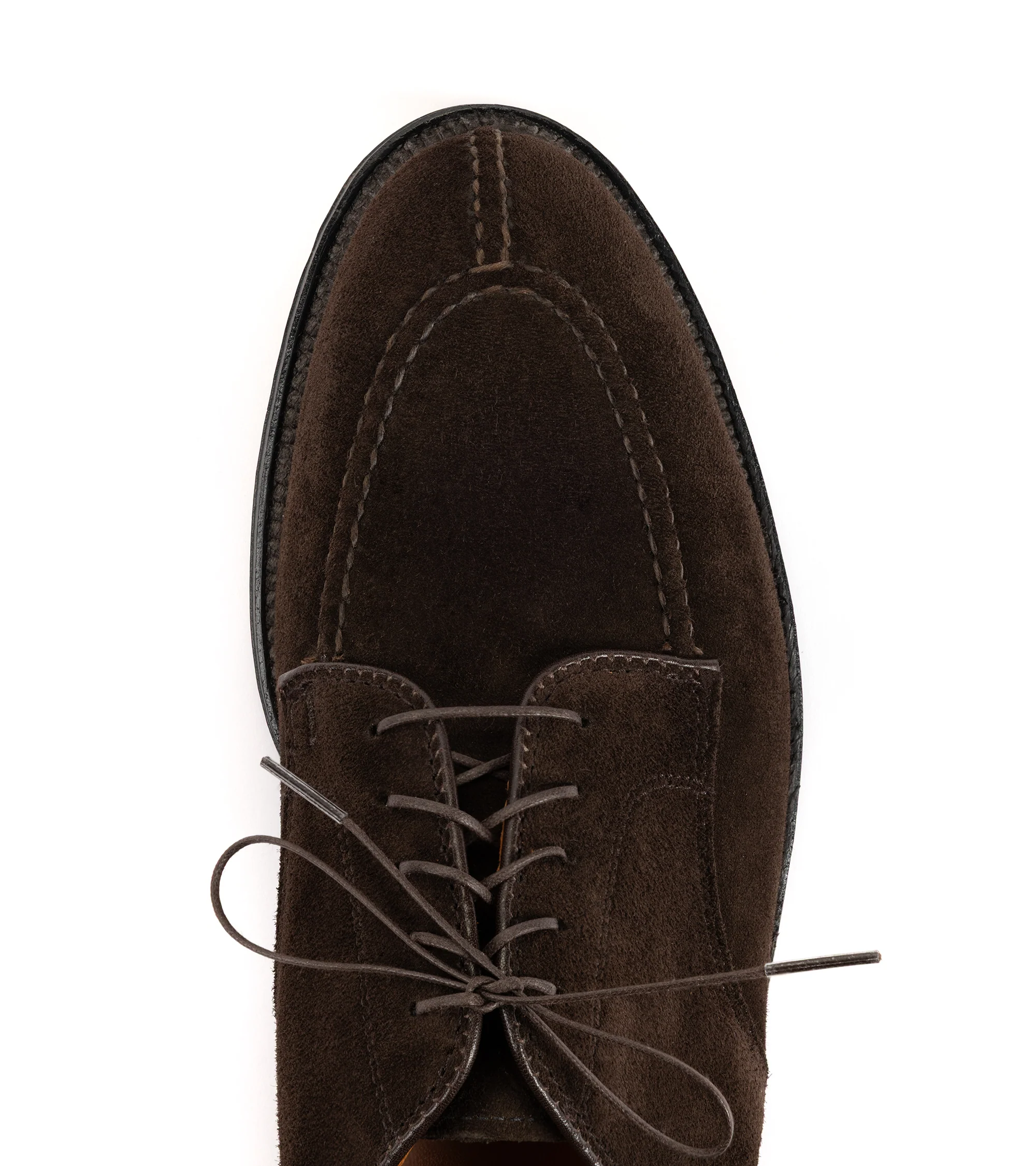 Alden for Trunk Suede Norwegian Split Toe Blucher Shoe: Chocolate 22462 - Image 5