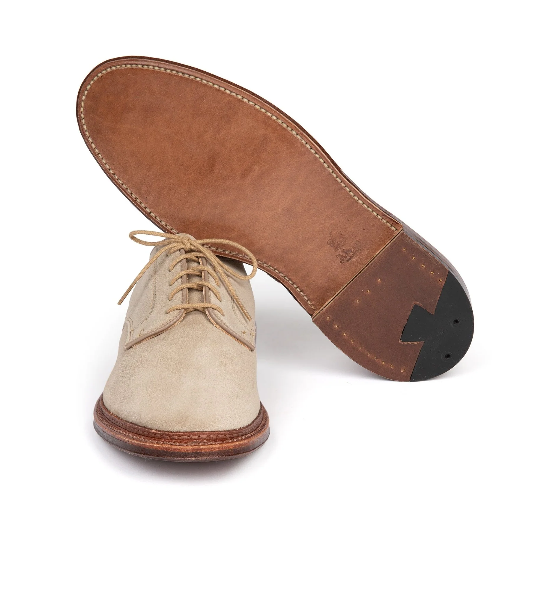Alden Unlined Suede Plain Toe Blucher Shoe: Milkshake 29333F - Image 3