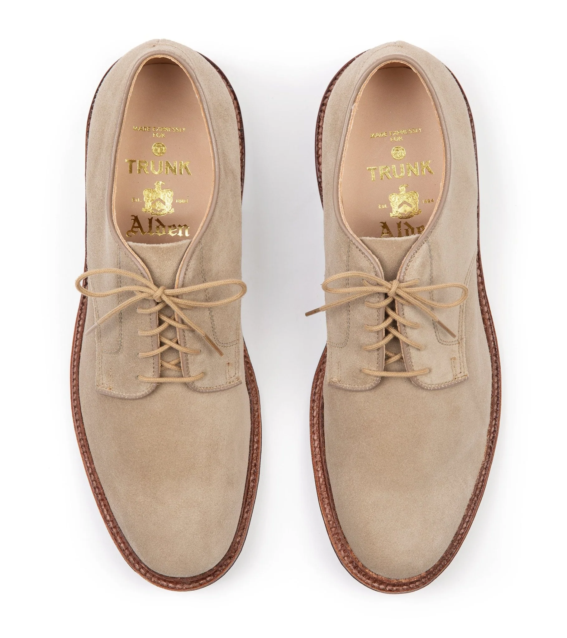 Alden Unlined Suede Plain Toe Blucher Shoe: Milkshake 29333F - Image 4