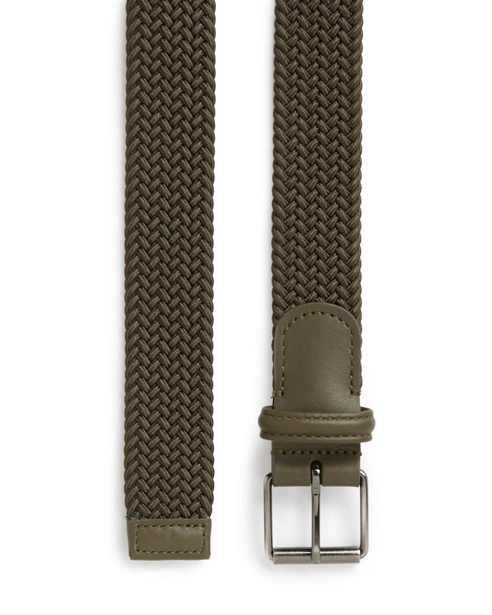 Anderson's Narrow Plaited Belt: Olive - Image 2