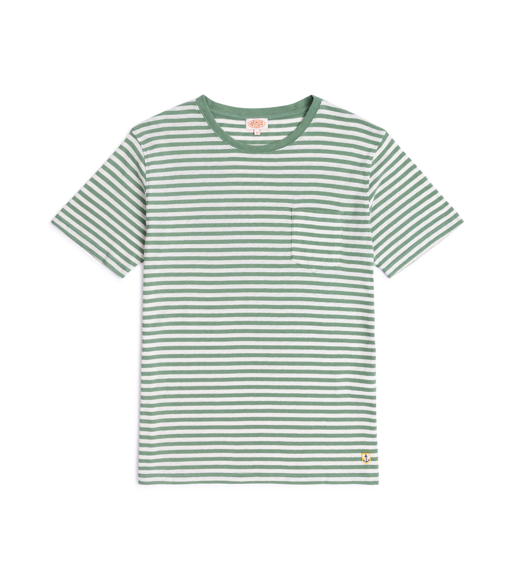 Armor-Lux Cotton Linen Striped T-Shirt: Ivy