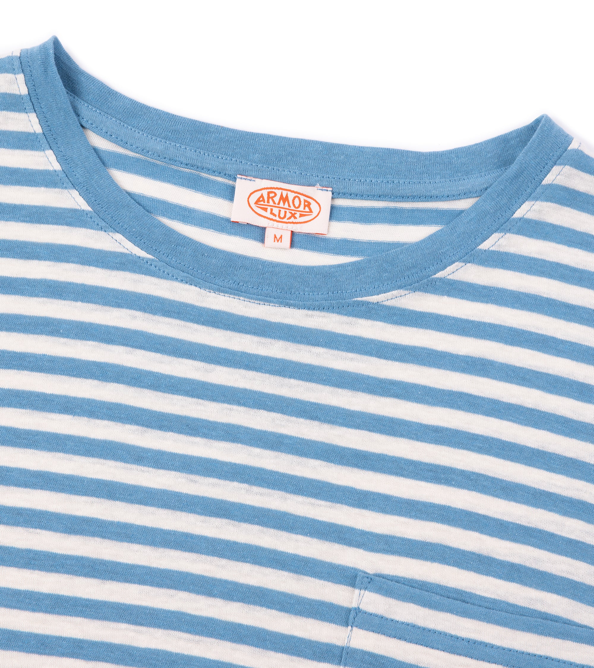 Armor-Lux Cotton Linen Striped T-Shirt: Waterfall - Image 2