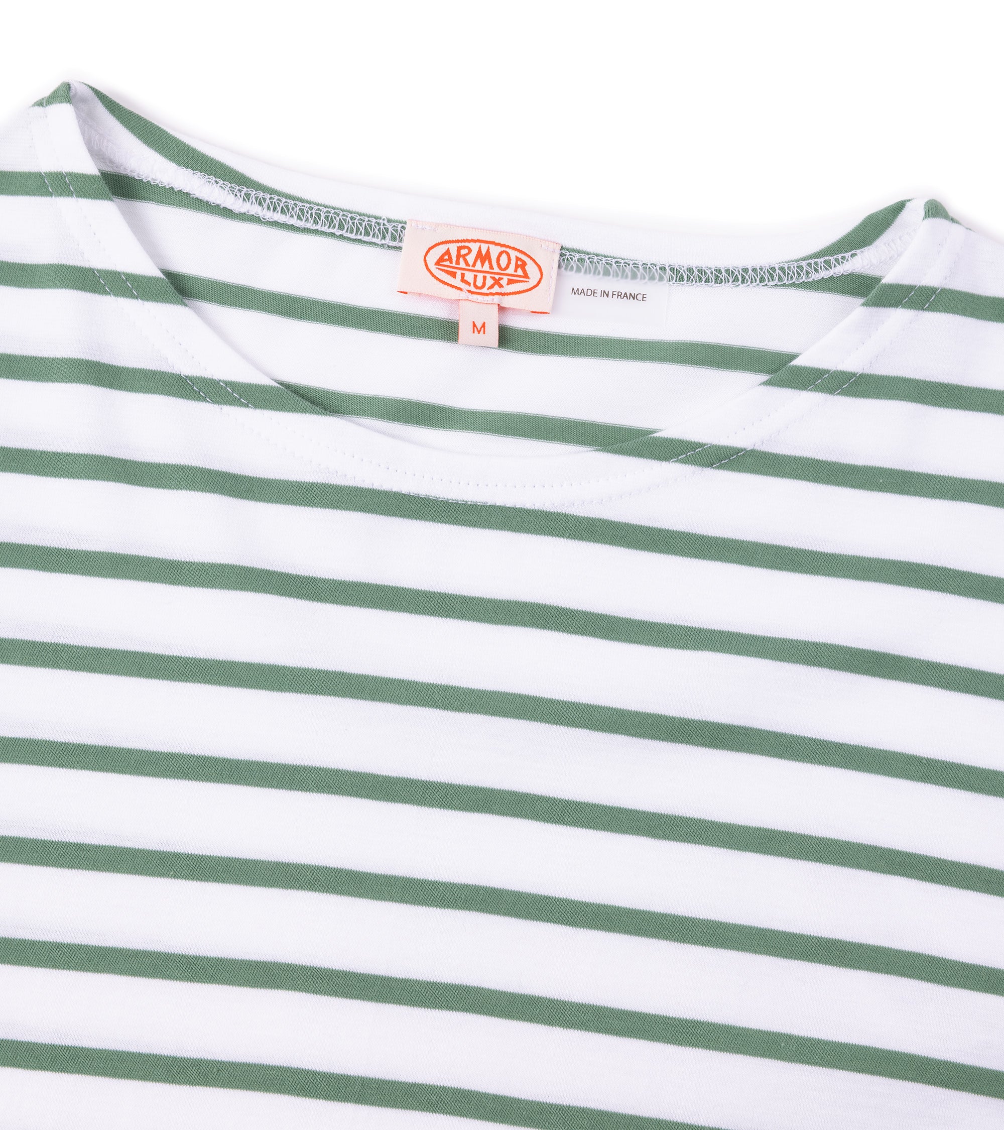Armor-Lux Lightweight Breton Striped T-Shirt: White/Ivy - Image 2
