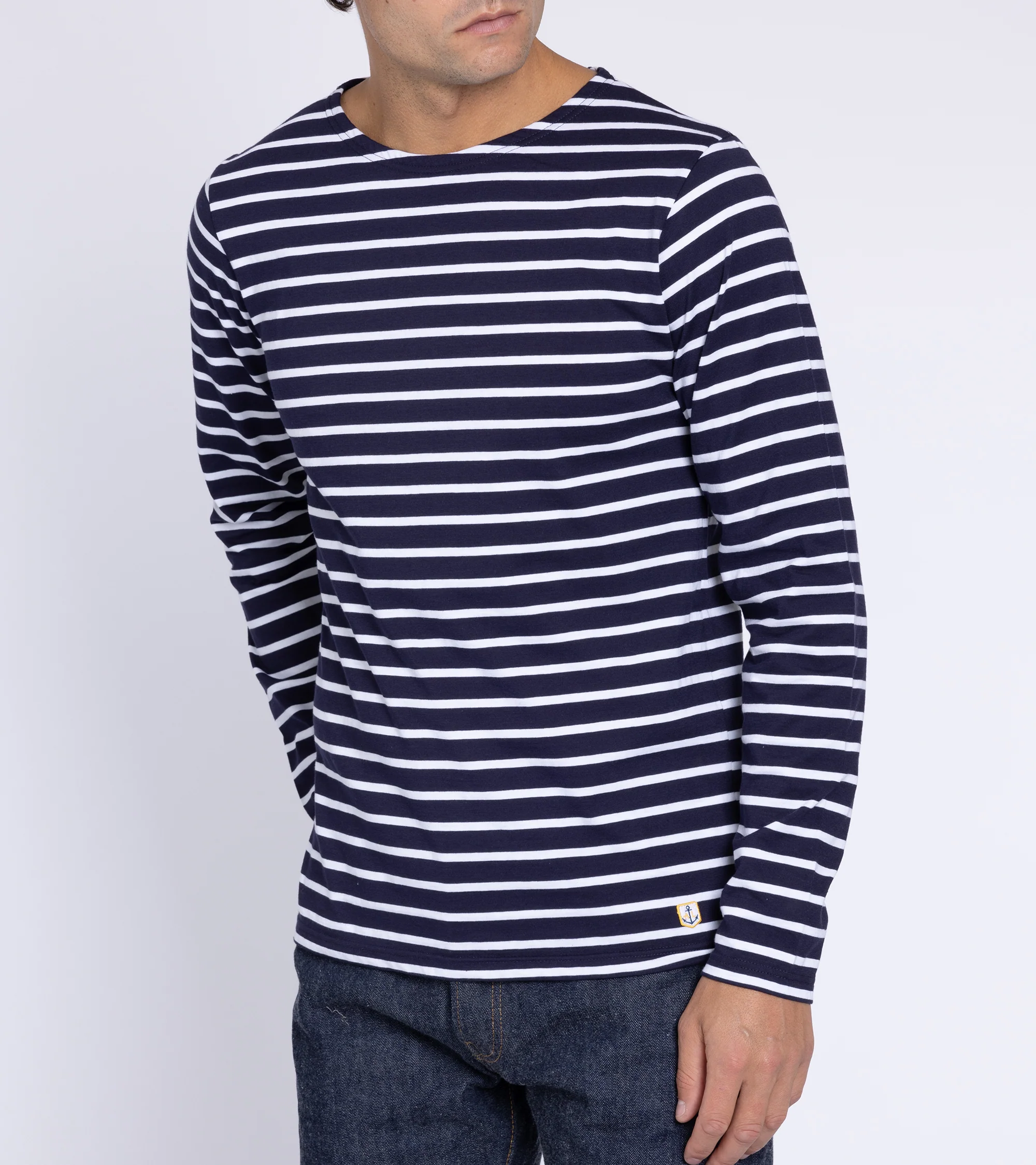 Armor Lux Lightweight Breton Striped T-Shirt: Navy/White - Image 2