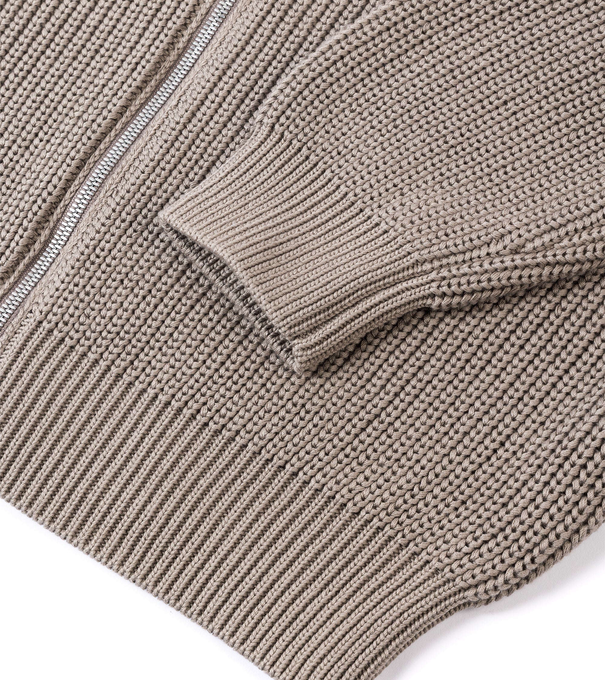 Batoner Signature Driver's Knit Cotton Zip Cardigan: Beige - Image 3