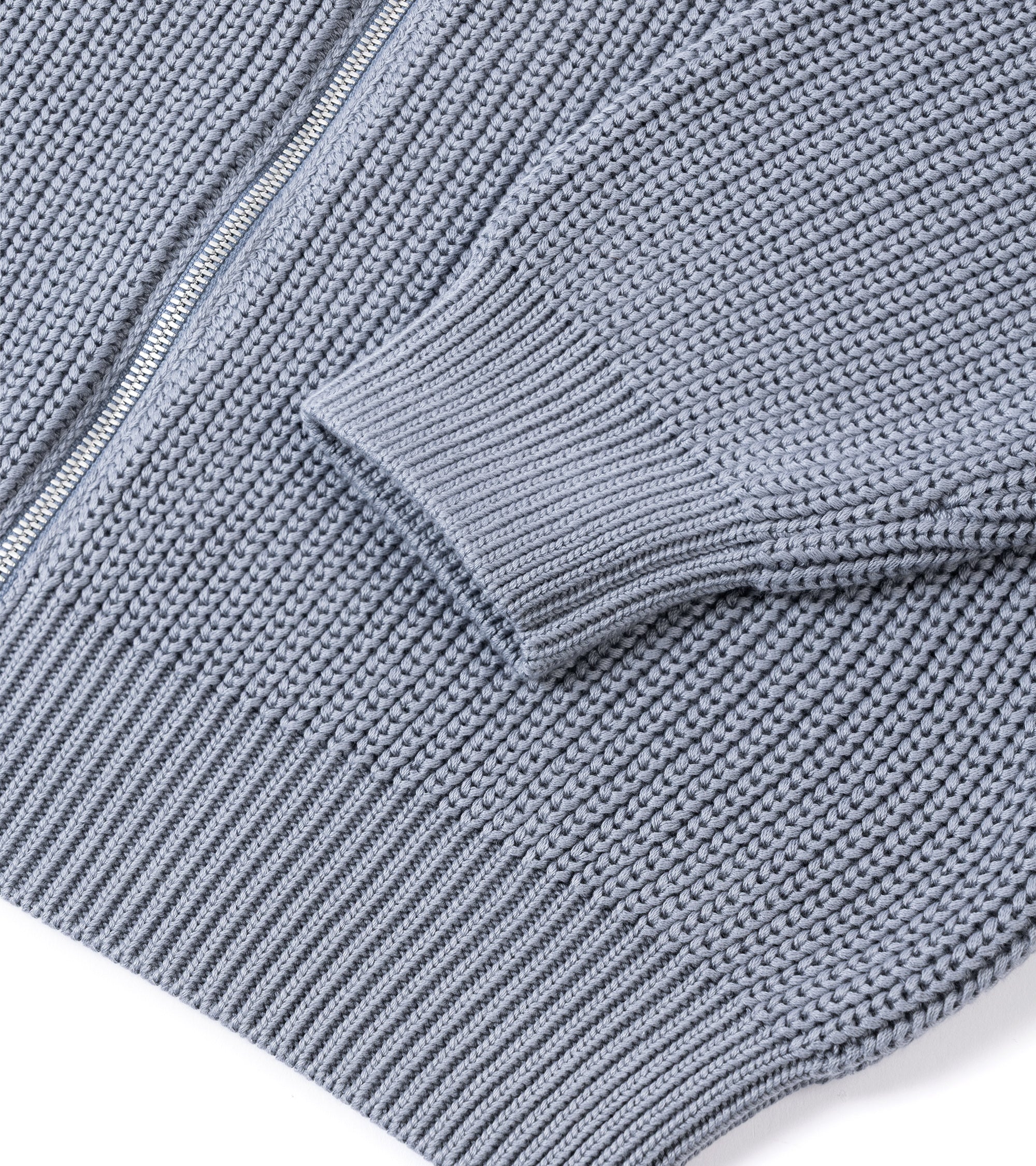 Batoner Signature Driver's Knit Cotton Zip Cardigan: Grey Saxe - Image 4