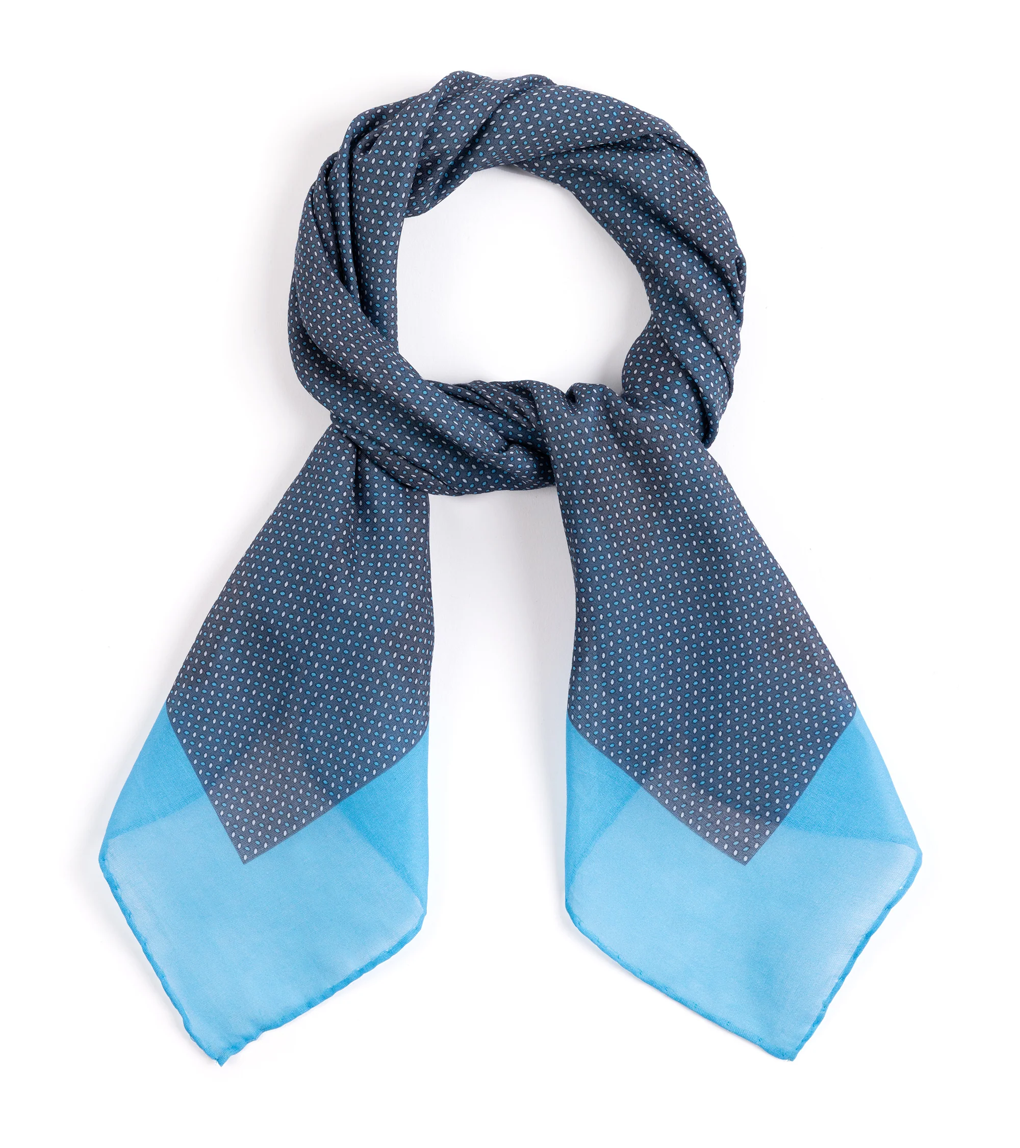 Bigi Cotton Double Dot Bandana: Grey/Blue
