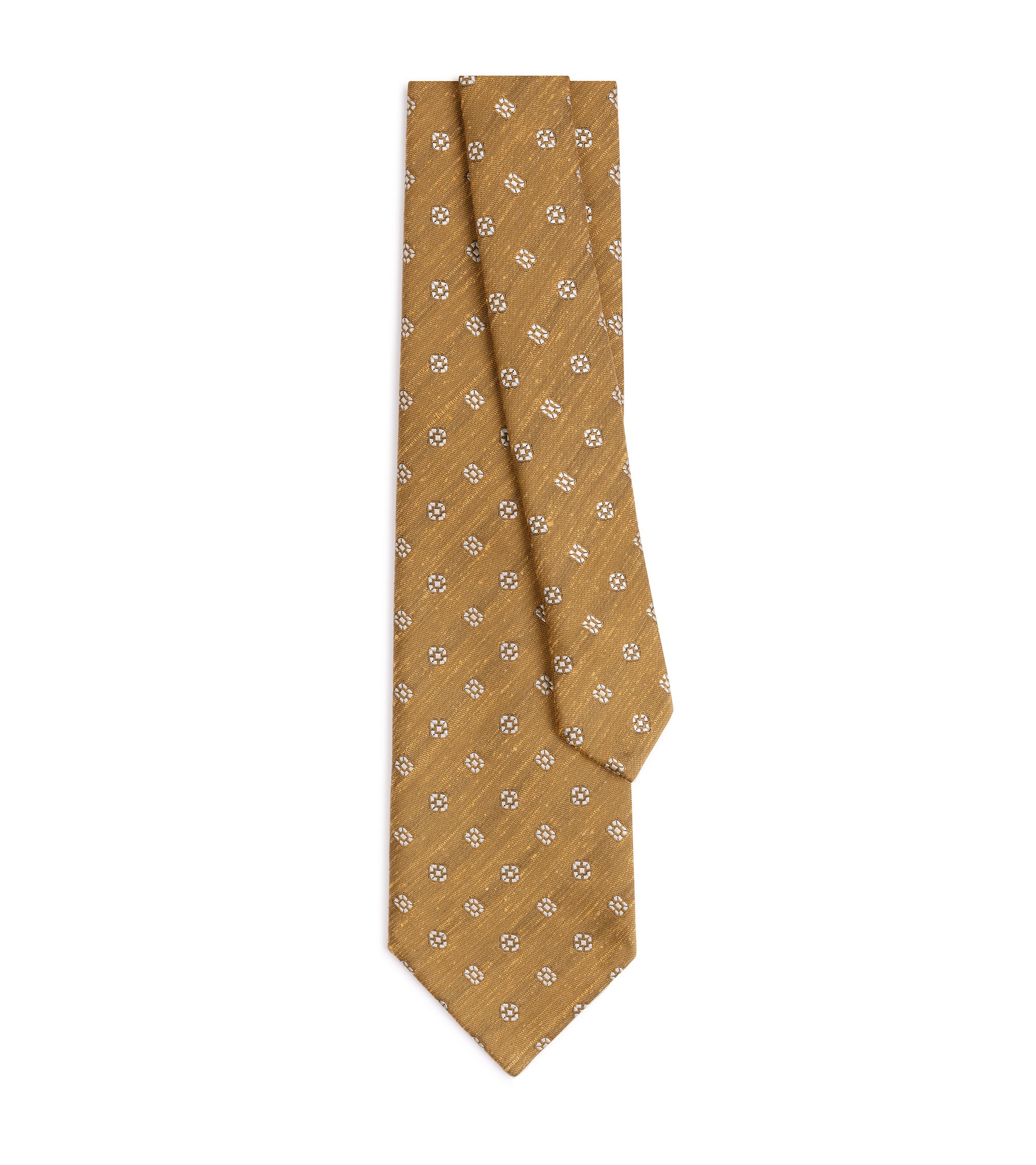 Bigi Shantung Silk Motif Tie: Mustard