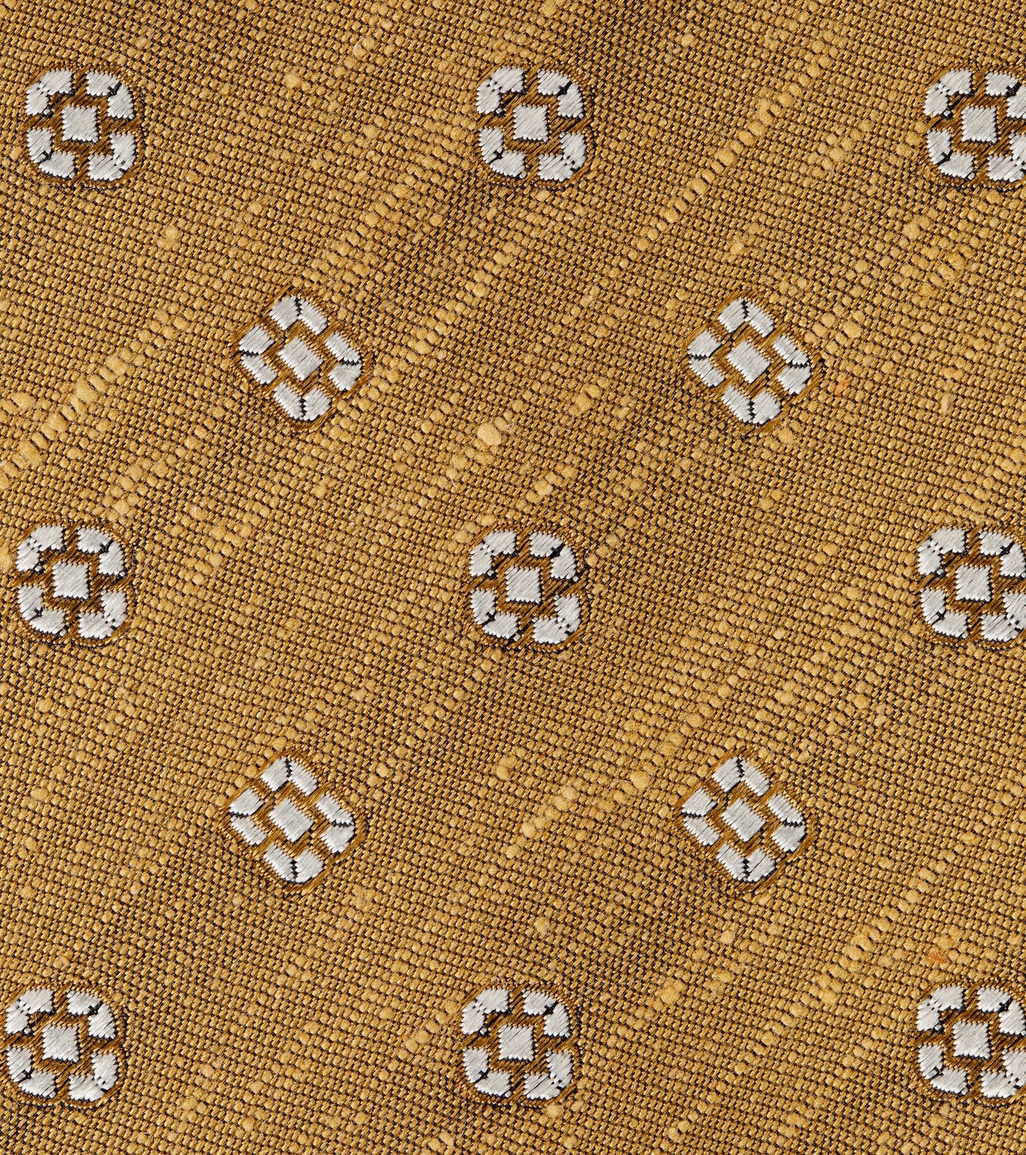 Bigi Shantung Silk Motif Tie: Mustard - Image 2