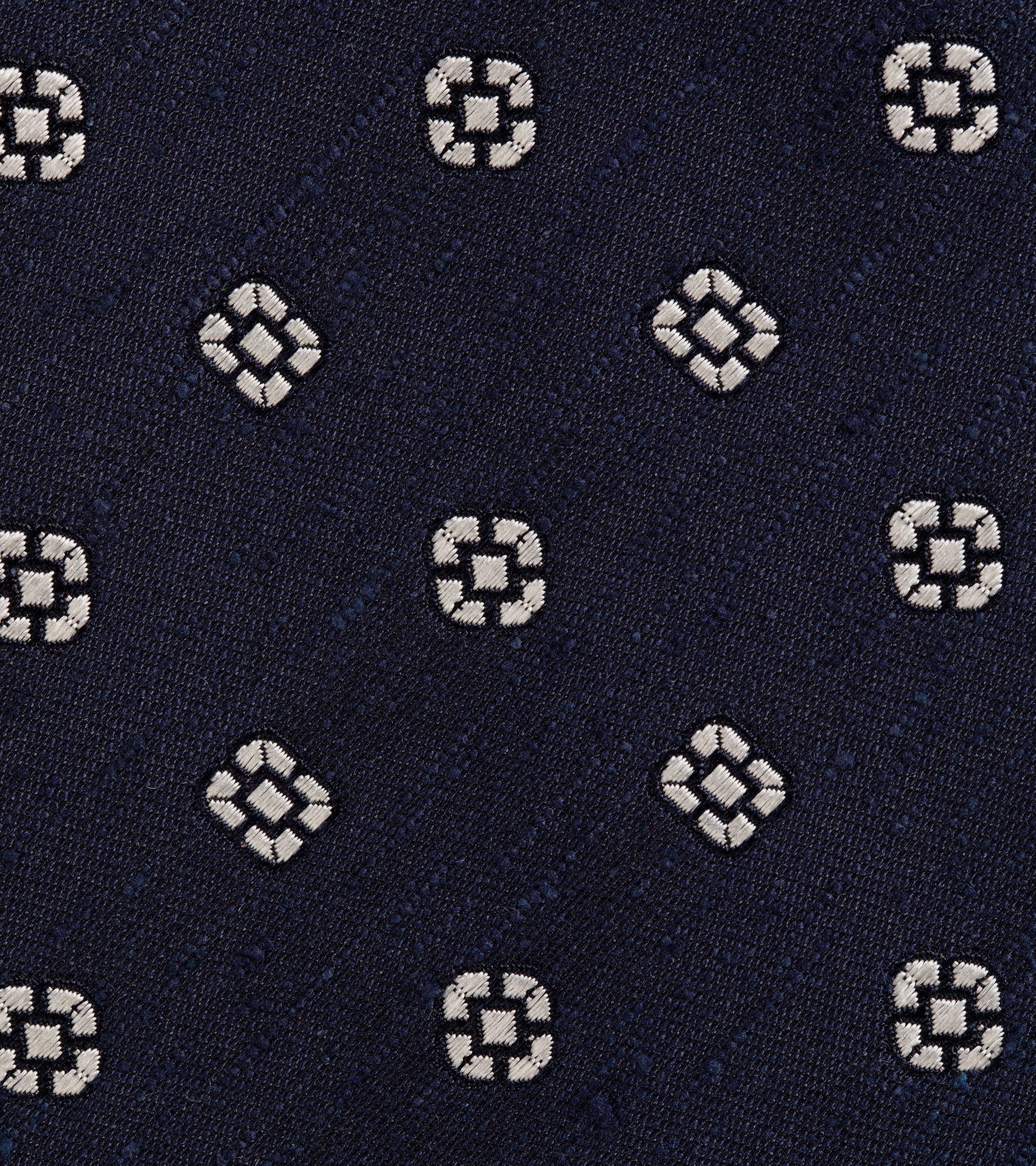 Bigi Shantung Silk Motif Tie: Navy - Image 2