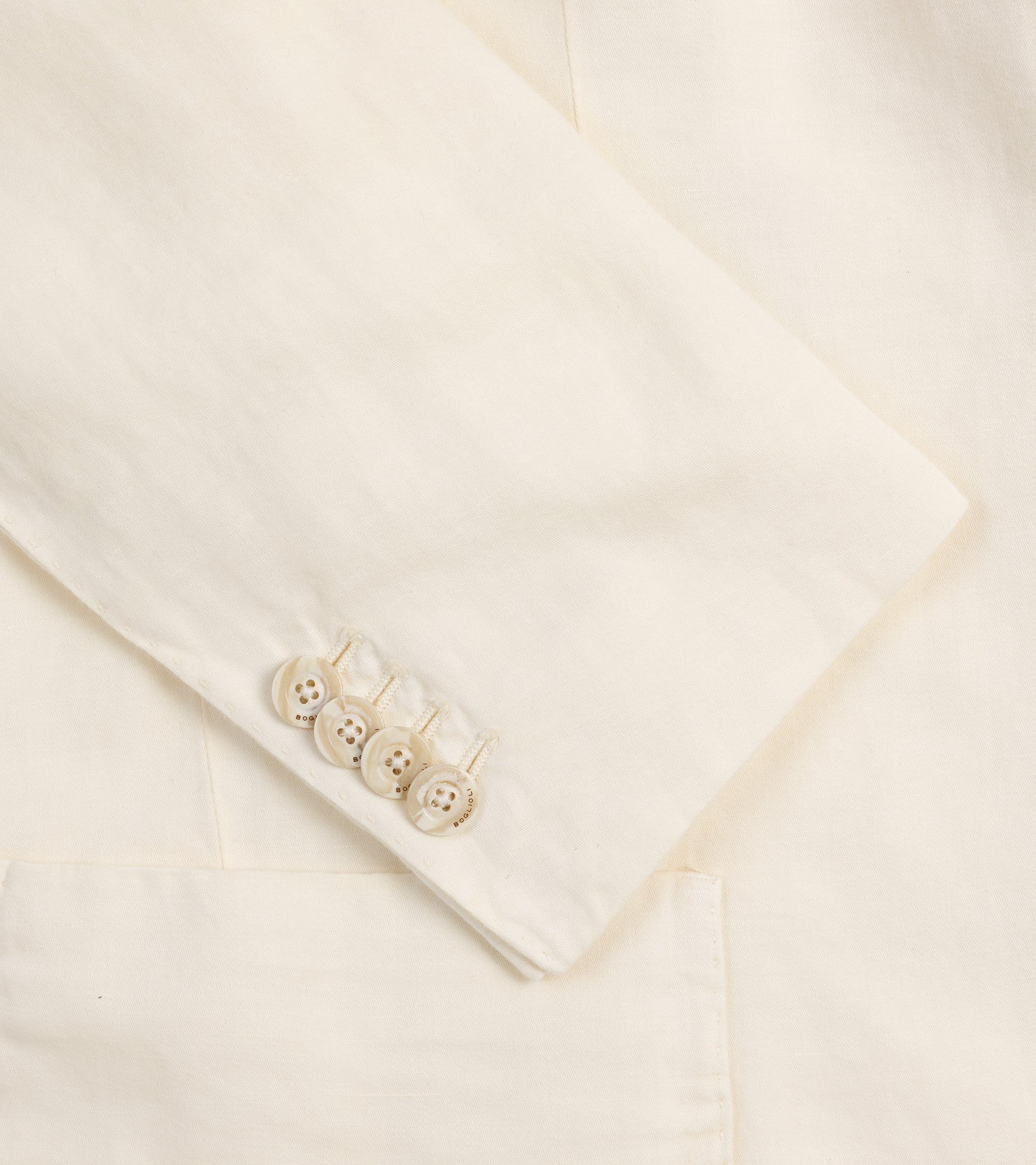 Boglioli Brushed Cotton Linen Suit Jacket: White - Image 4