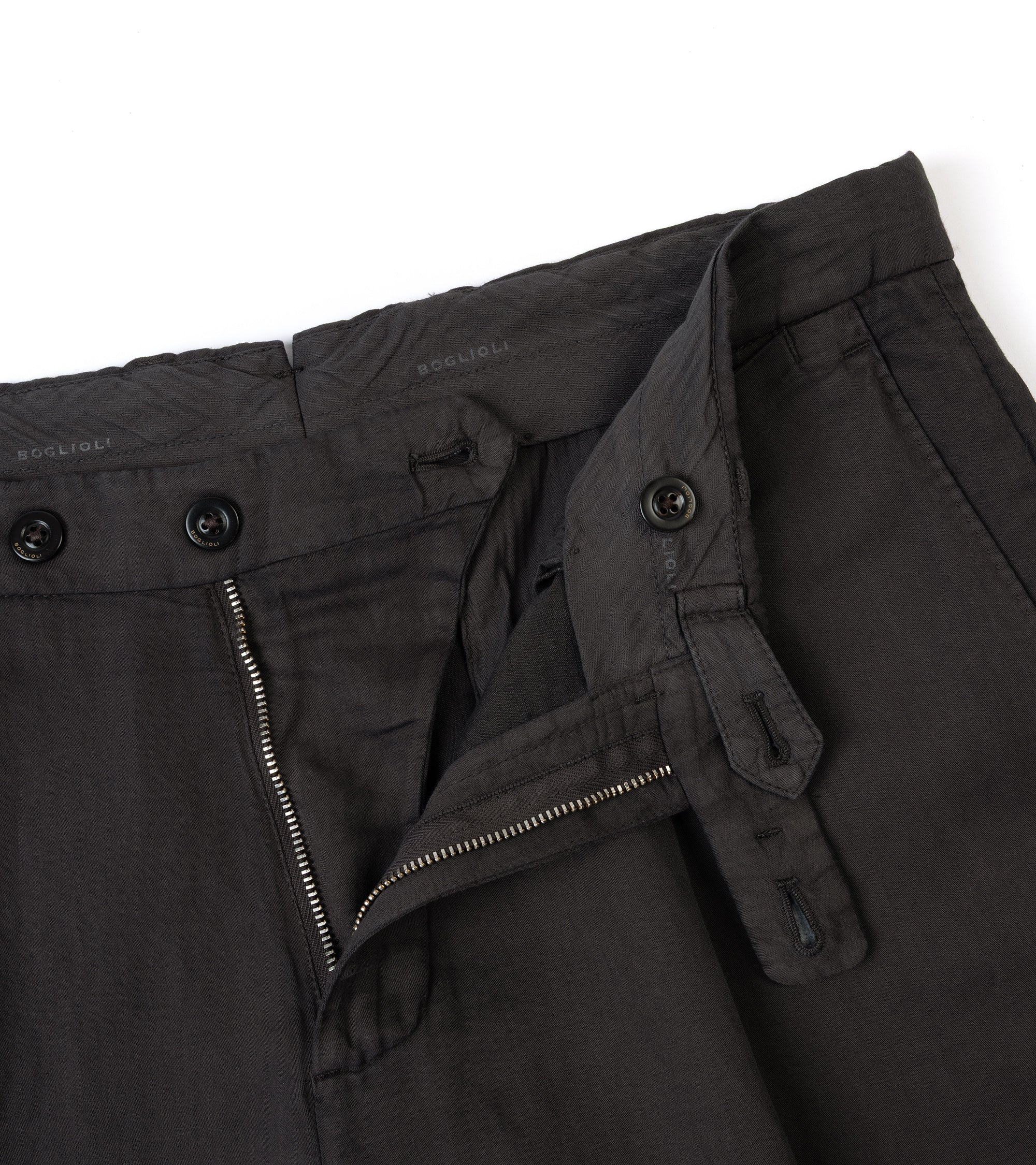 Boglioli Brushed Cotton Linen Suit Trousers: Brown - Image 3