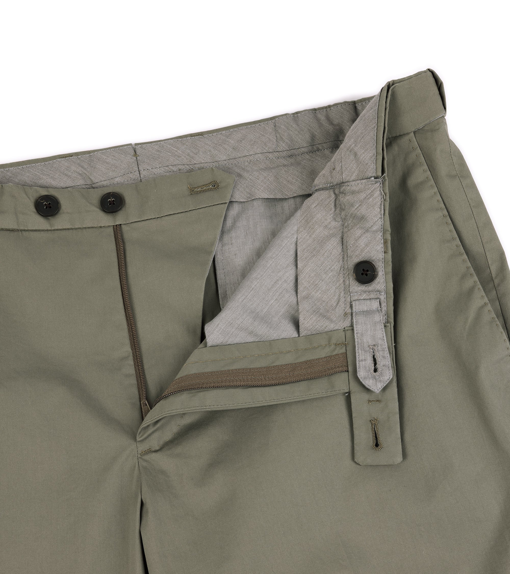 Boglioli Cotton Stretch Travel Suit Trousers: Light Olive - Image 2