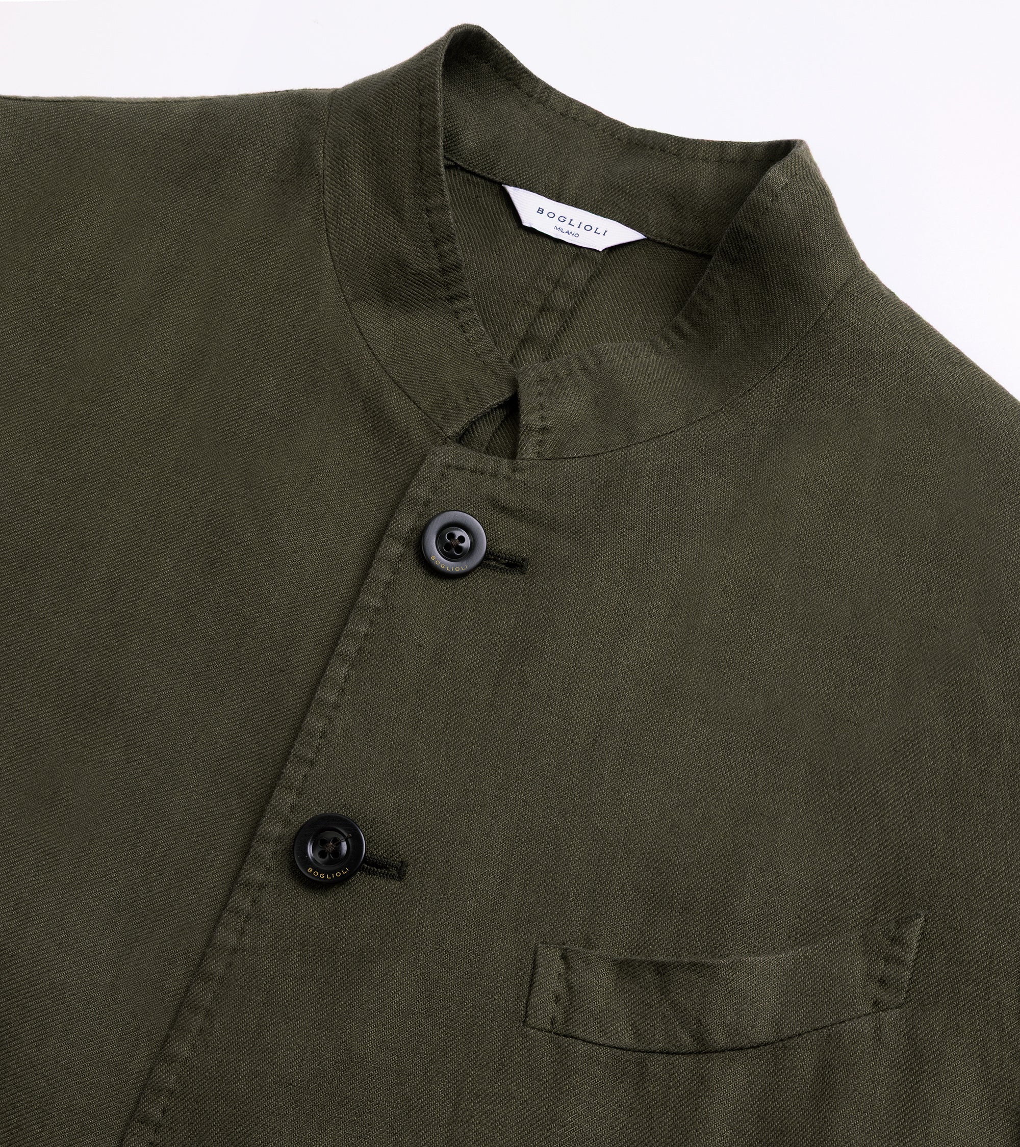 Boglioli Washed Irish Linen Gassman Jacket: Olive - Image 2
