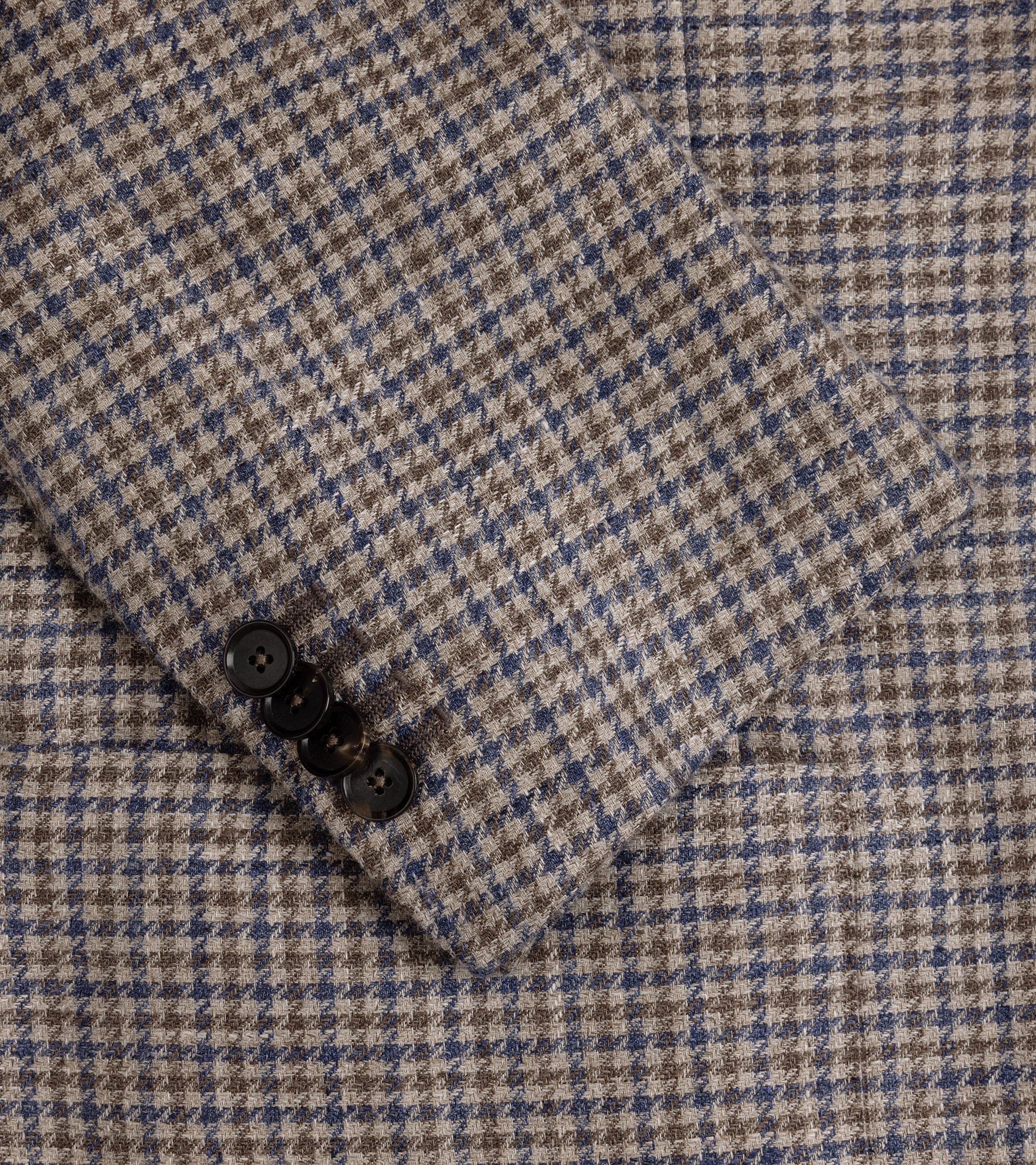 Caruso Aida Linen Wool Dogtooth Check Jacket: Blue/Brown - Image 4