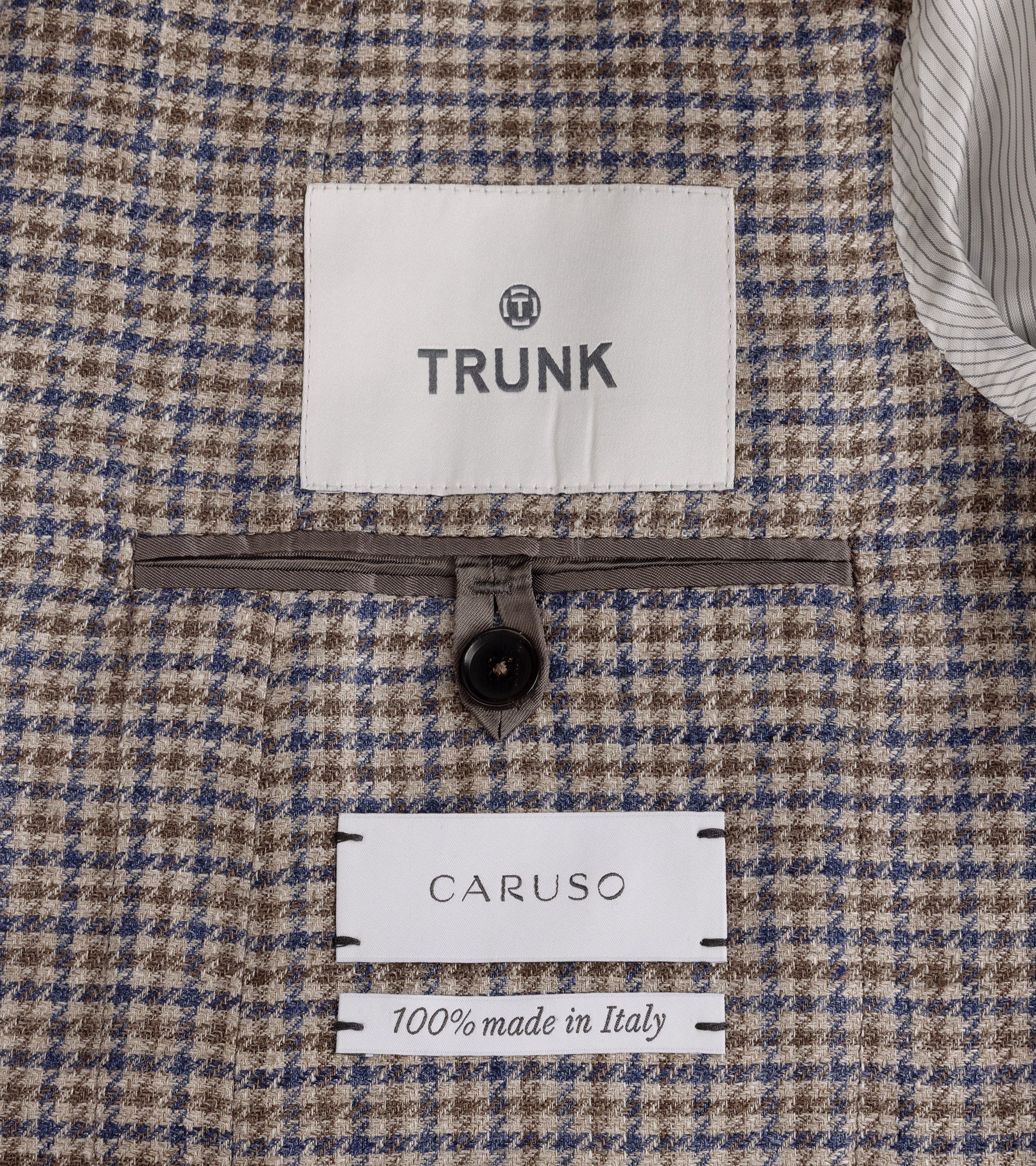 Caruso Aida Linen Wool Dogtooth Check Jacket: Blue/Brown - Image 5