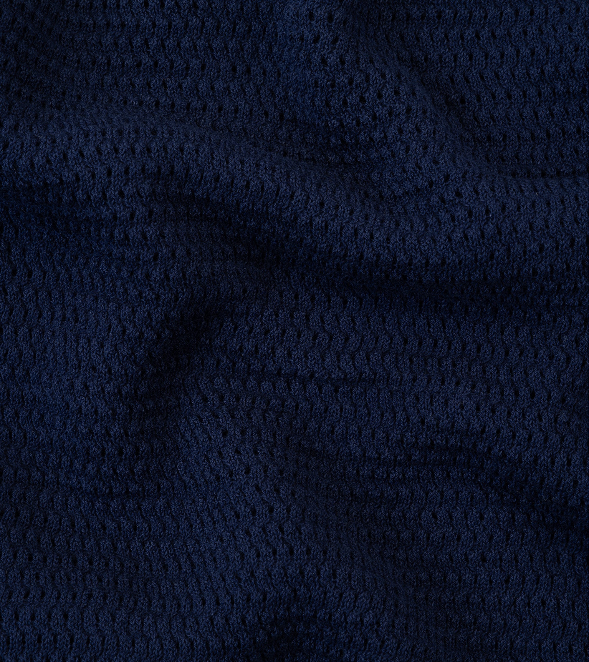 De Bonne Facture Cotton Honeycomb Knitted Polo Shirt: Navy - Image 3