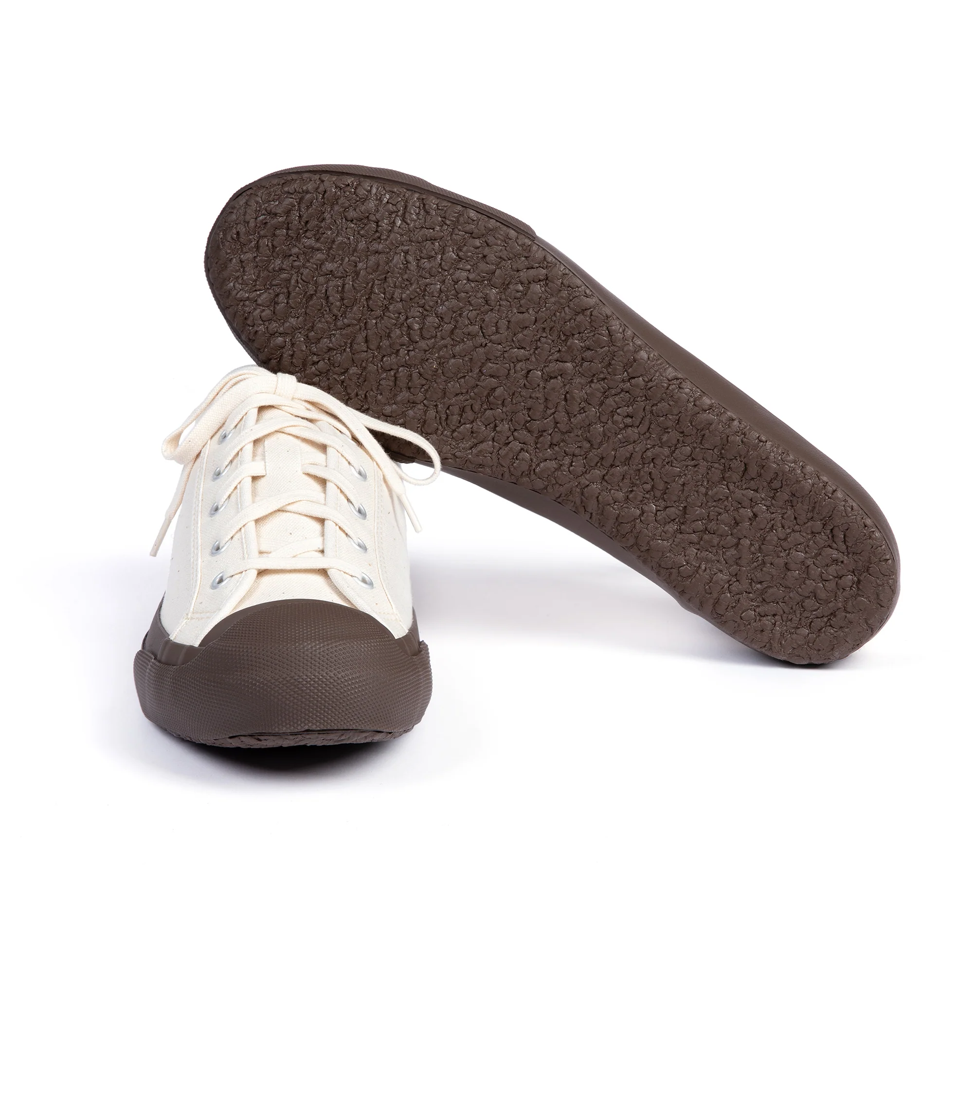 Doek Court Canvas Sneaker: Ecru/Brown - Image 4