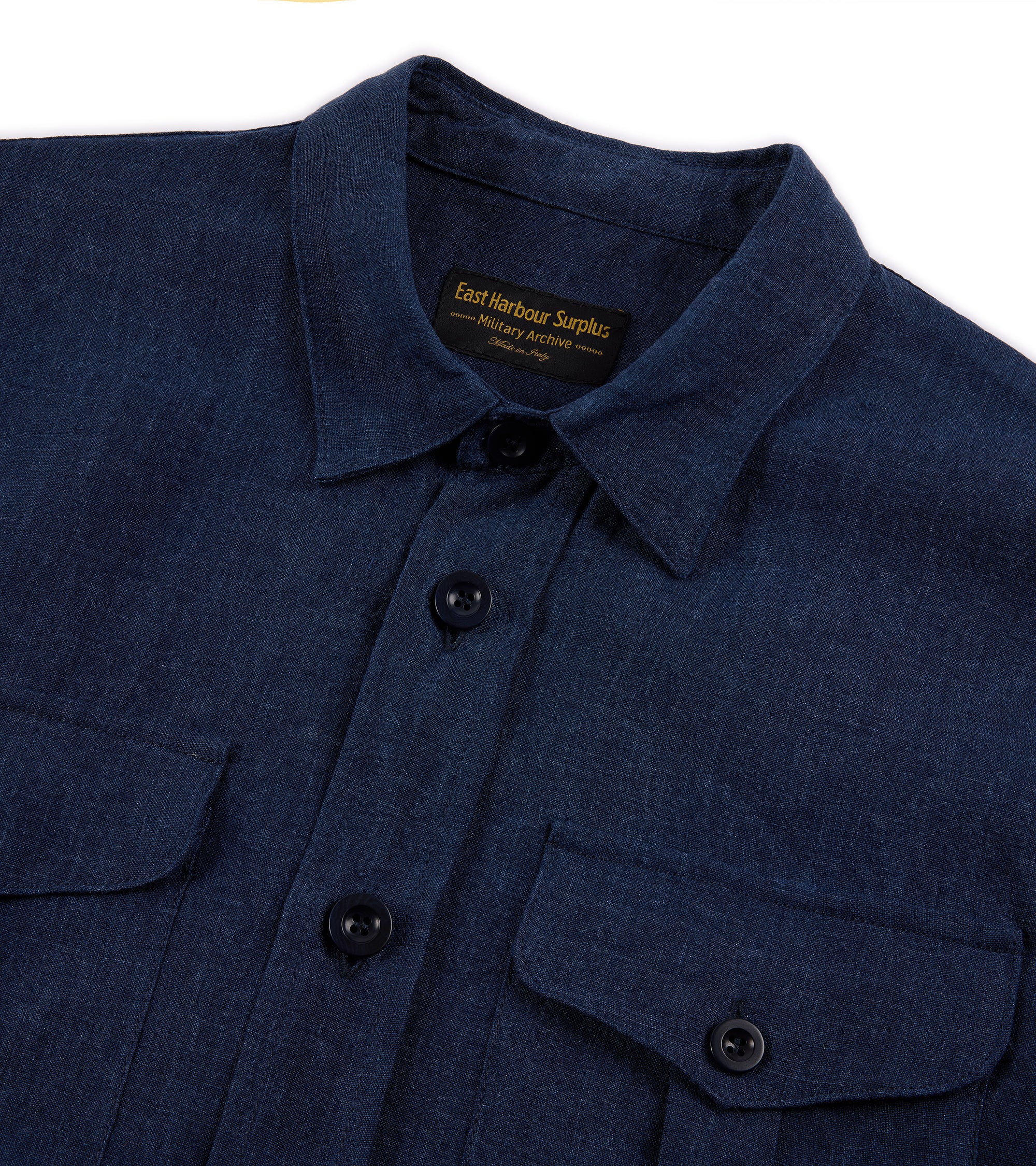East Harbour Surplus Ellis Linen Canvas Army Jacket: Blue - Image 2
