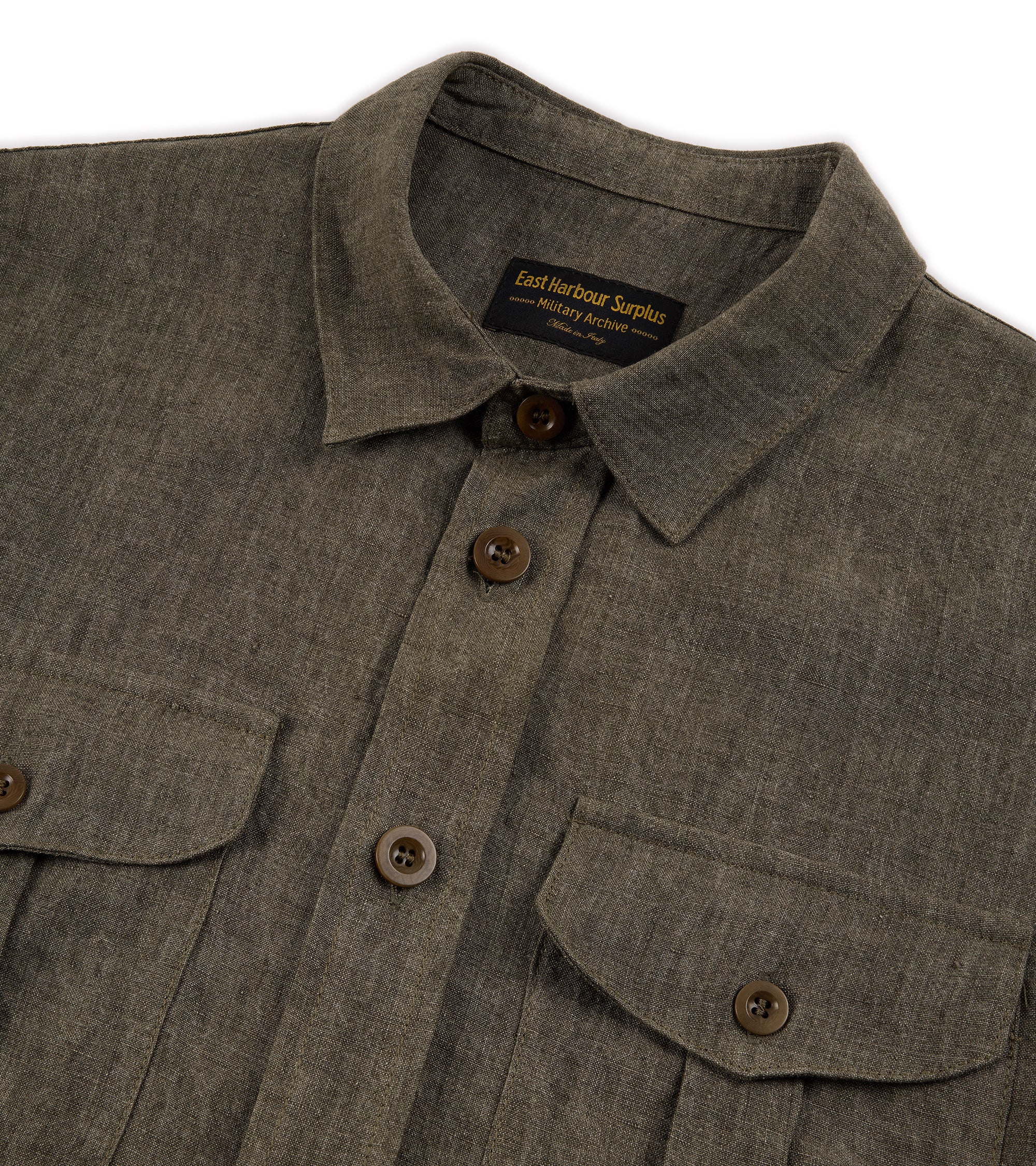 East Harbour Surplus Ellis Linen Canvas Army Jacket: Olive - Image 2