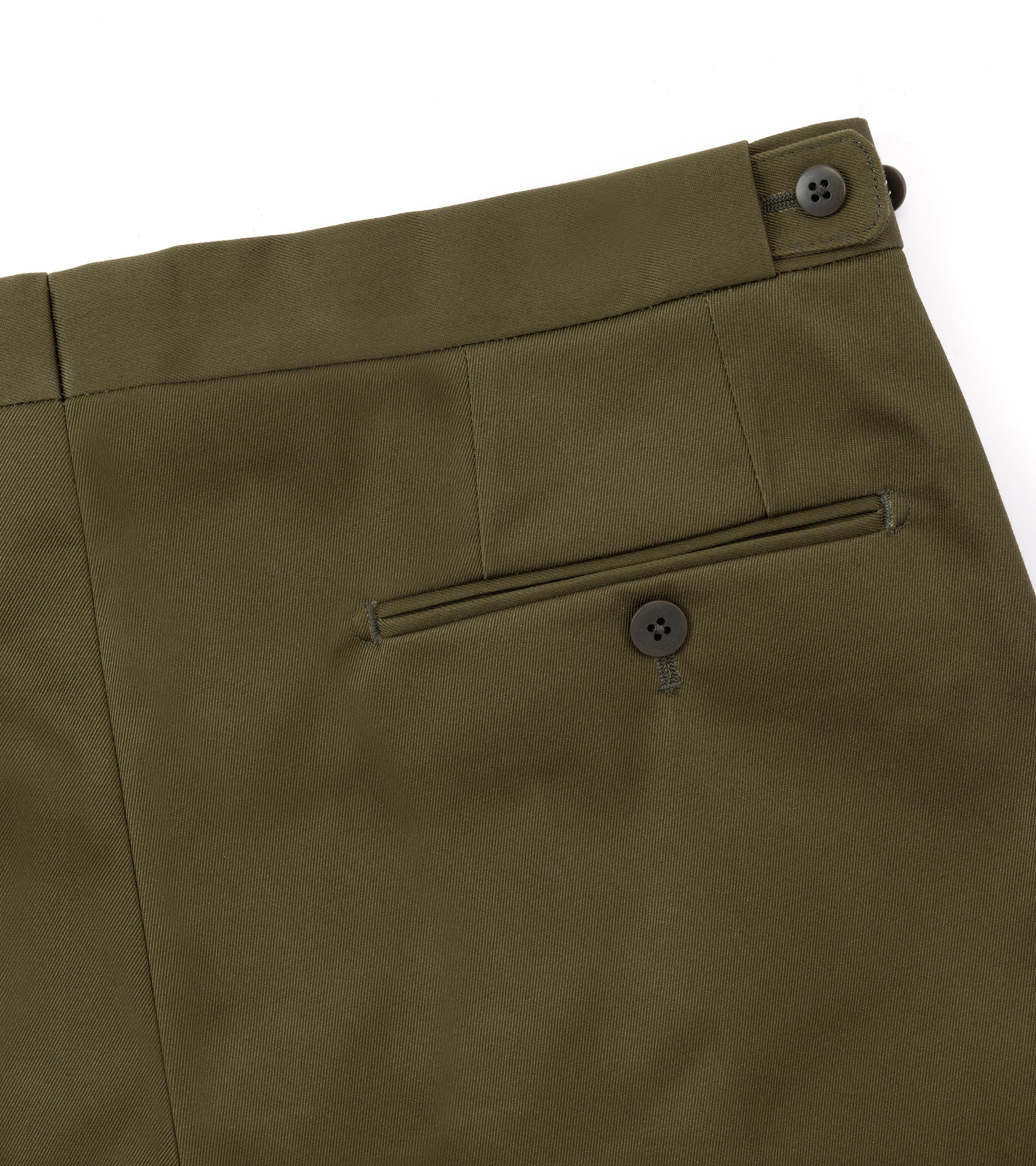 Echizenya for Trunk Heavy West Point Cotton Twill Chino Trousers: Olive - Image 4