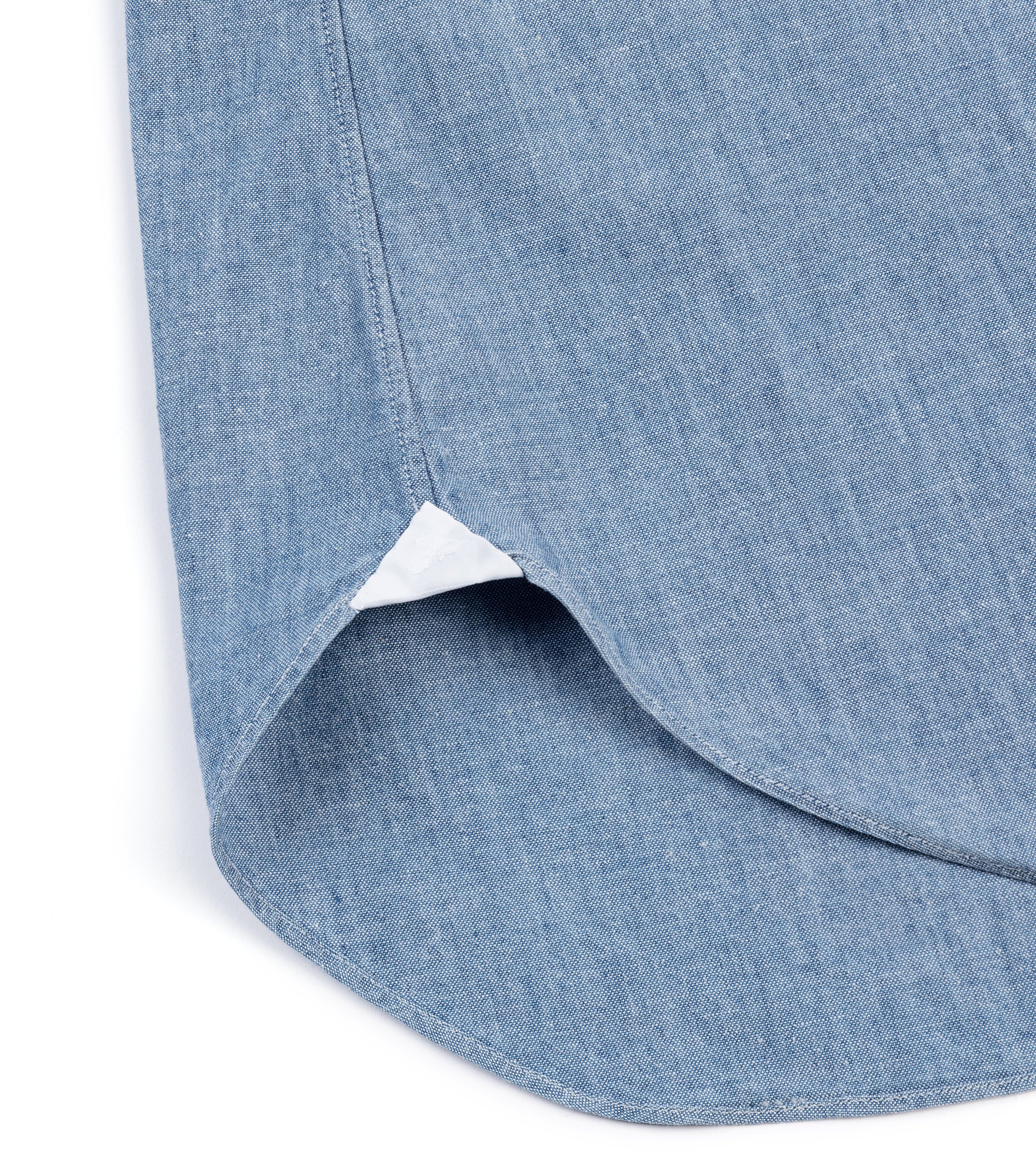 Finamore Gaeta Classic Cotton Leonardo Button Down Sport Shirt: Chambray - Image 6