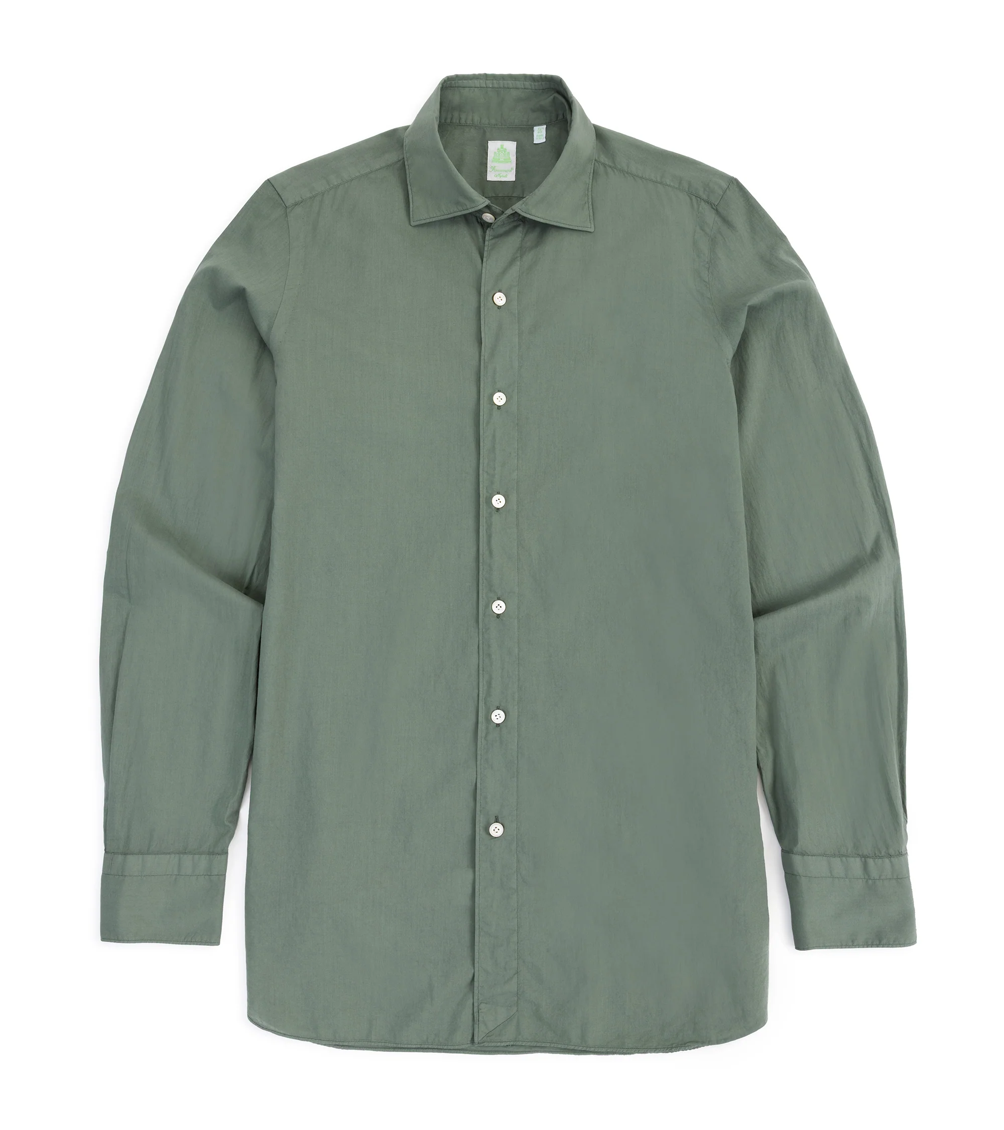 Finamore Gaeta Superlight Cotton Luigi Sport Shirt: Green