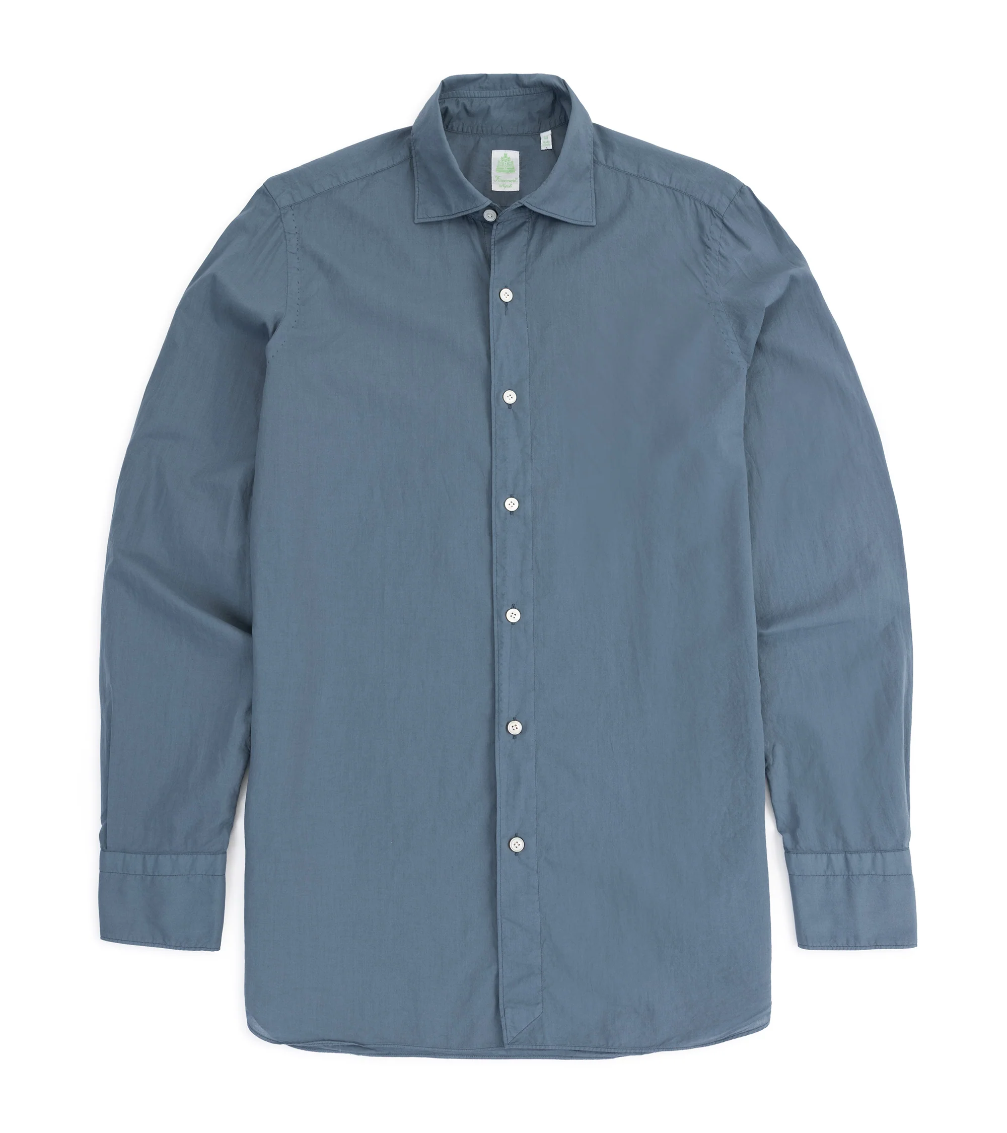 Finamore Gaeta Superlight Cotton Luigi Sport Shirt: Grey Blue
