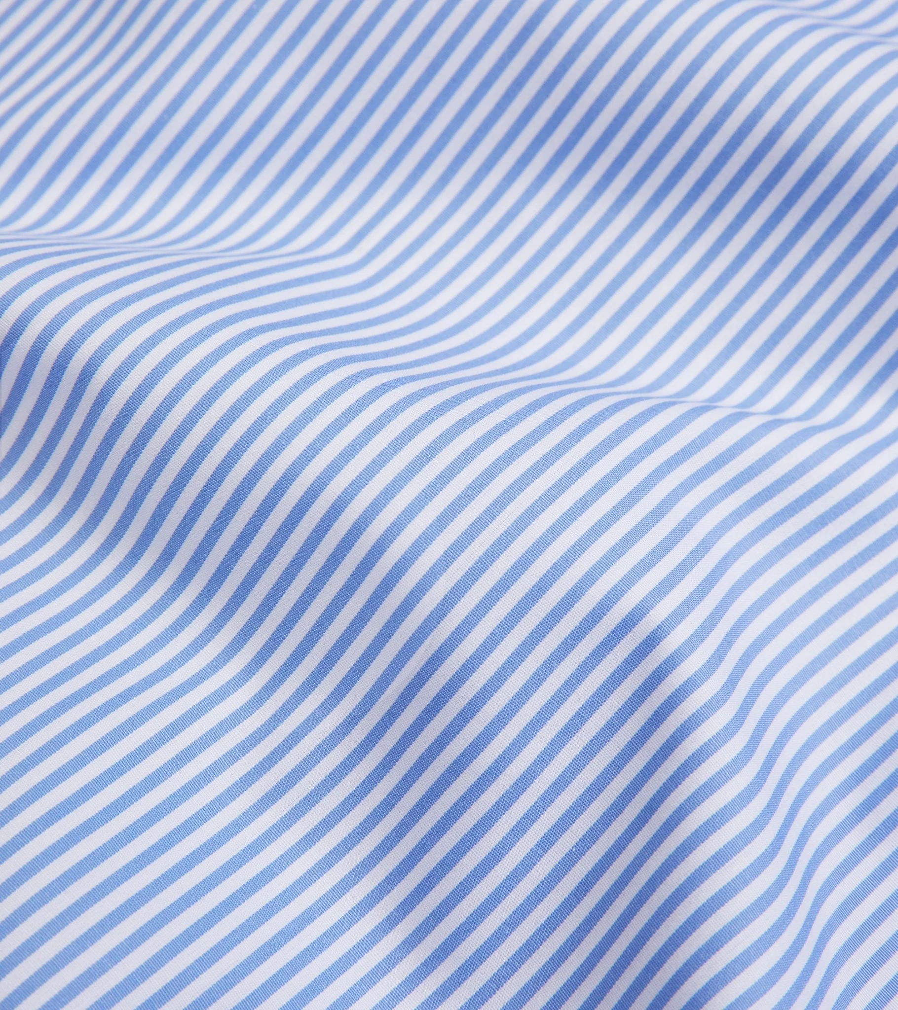 Finamore Milano Eduardo 120 Double Twist Cotton Formal Shirt: Blue Stripe - Image 8
