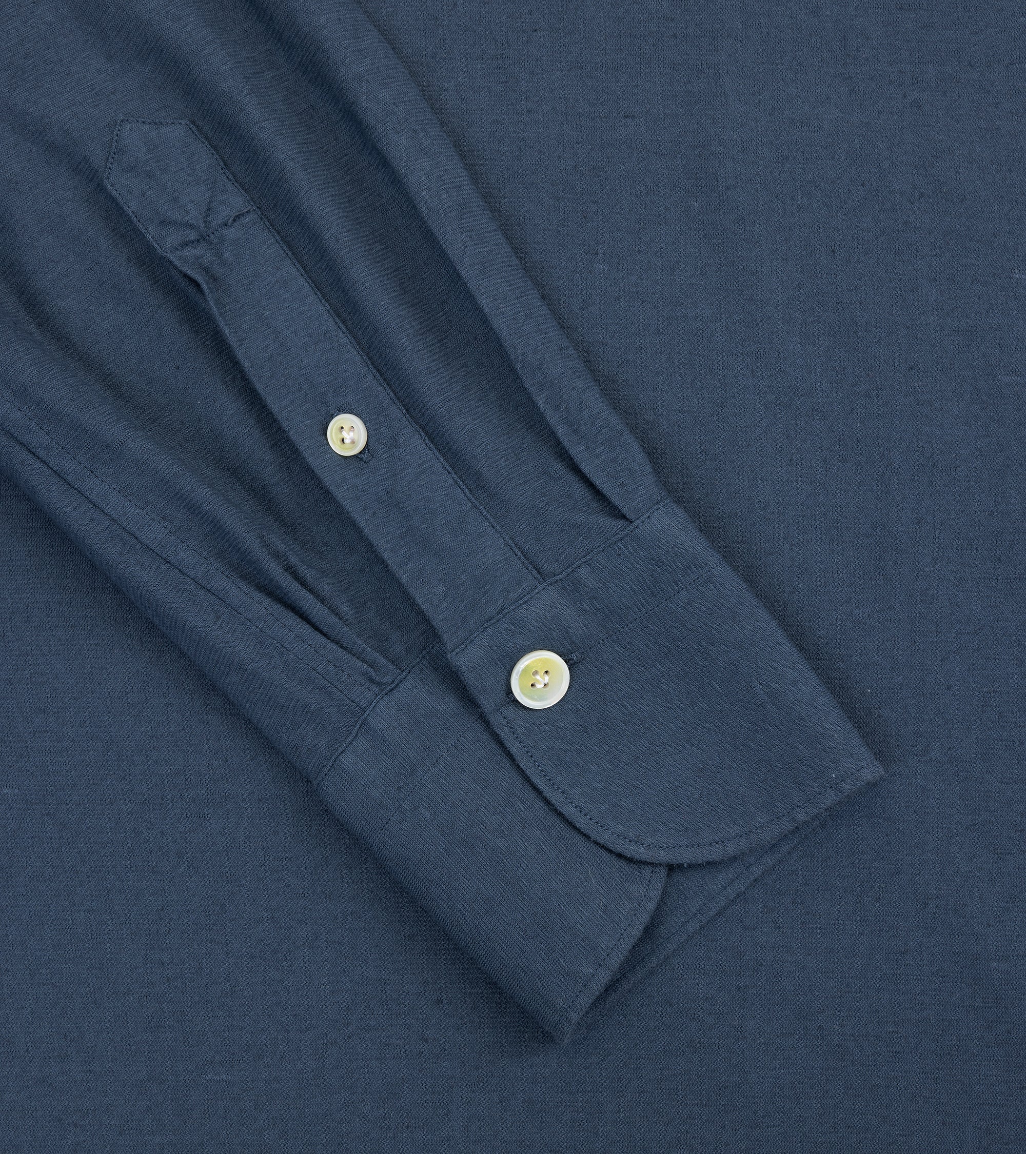 Finamore Orlando Cotton Linen Polo Shirt: Blue - Image 3