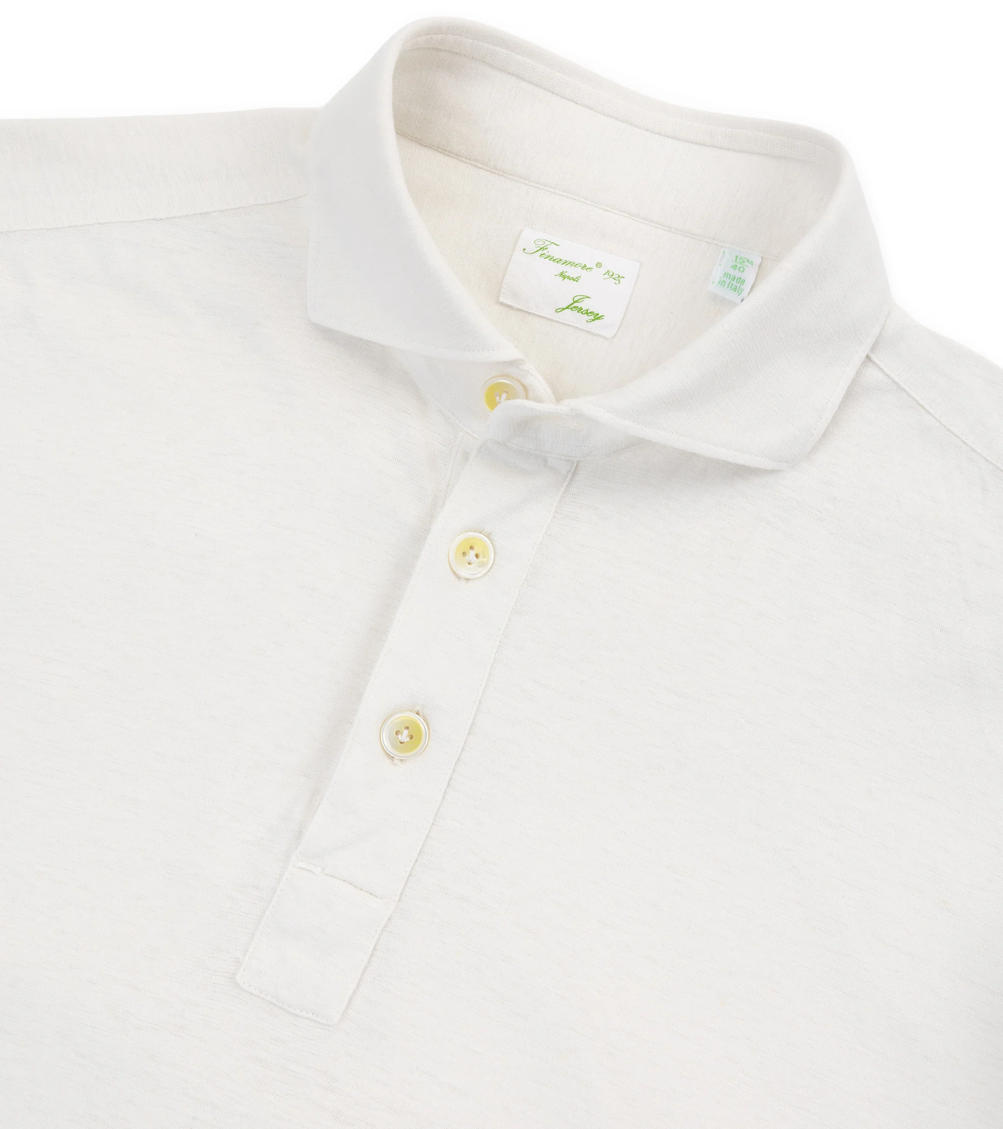 Finamore Orlando Cotton Linen Polo Shirt: Cream - Image 2