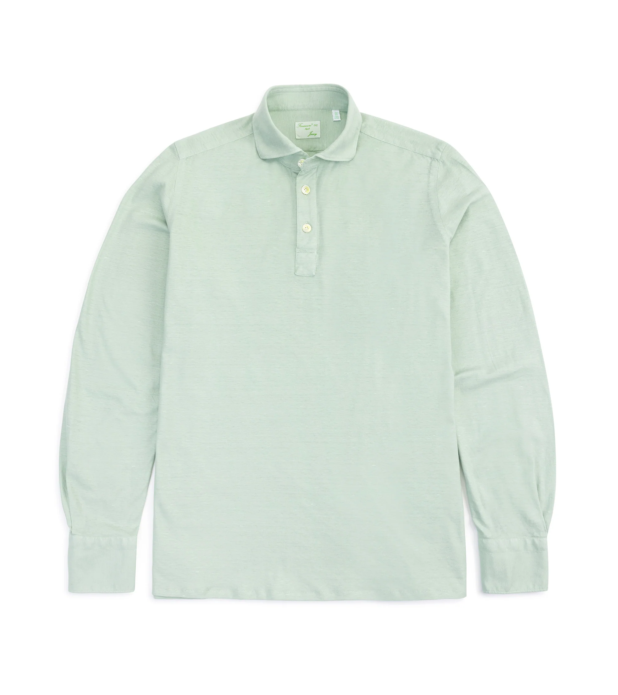 Finamore Orlando Cotton Linen Polo Shirt: Seafoam