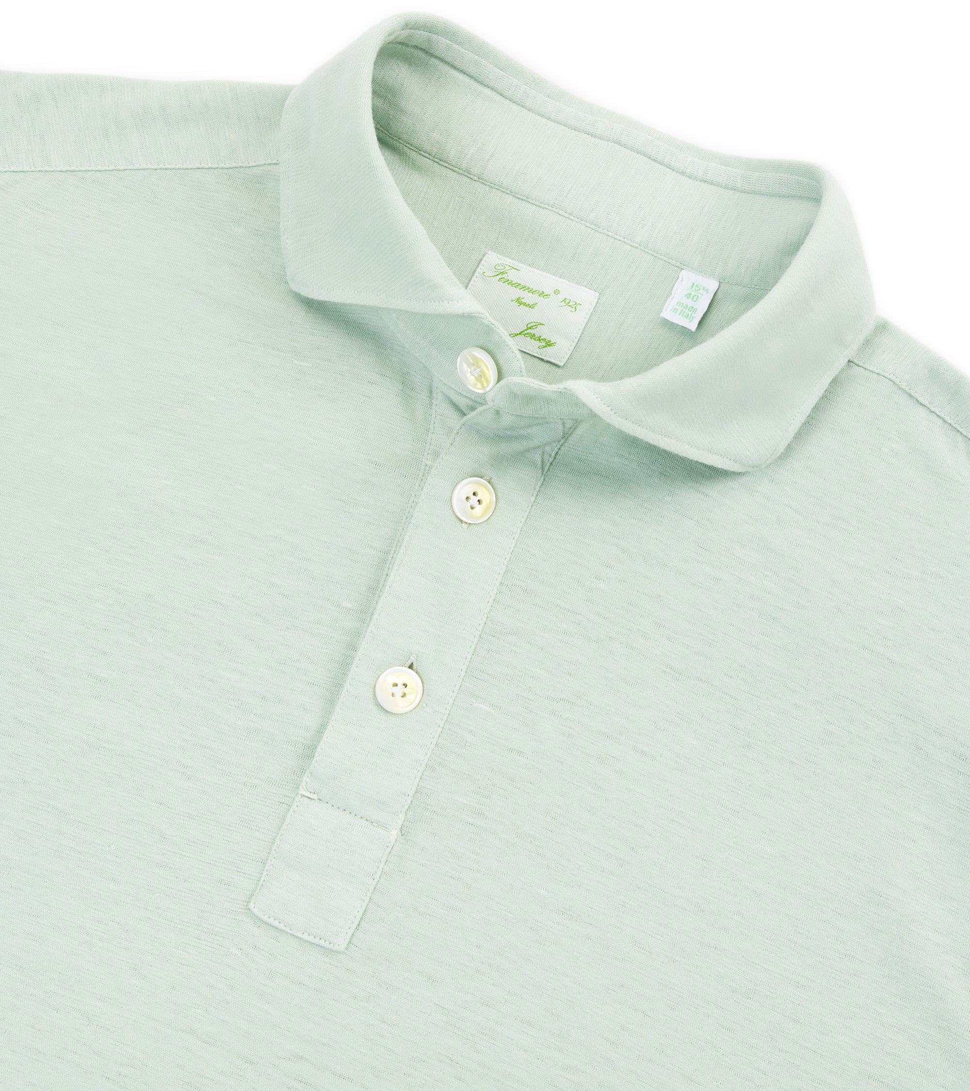 Finamore Orlando Cotton Linen Polo Shirt: Seafoam - Image 2