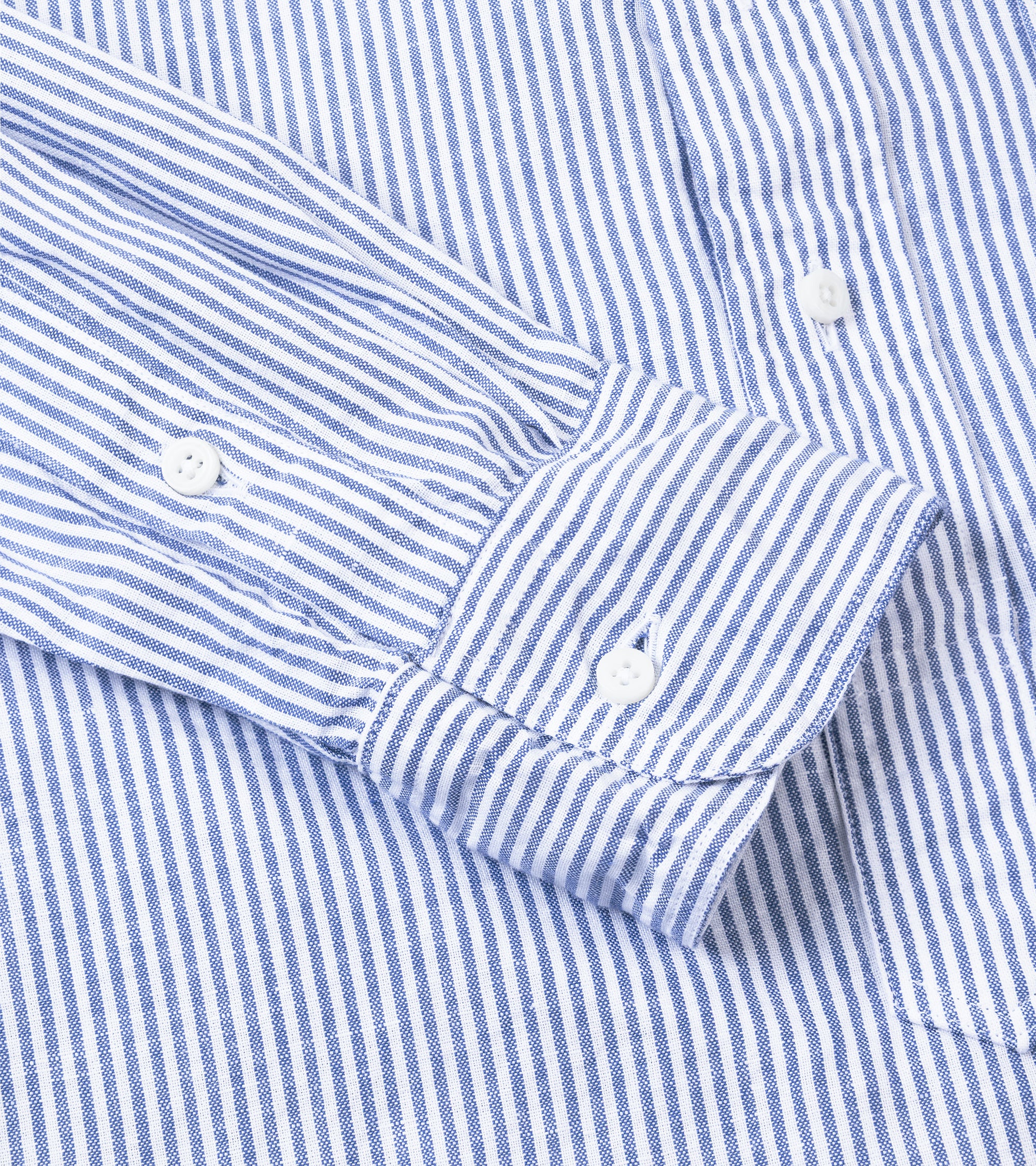 Gitman Vintage Cotton Linen Stripe Popover Shirt: Blue - Image 3