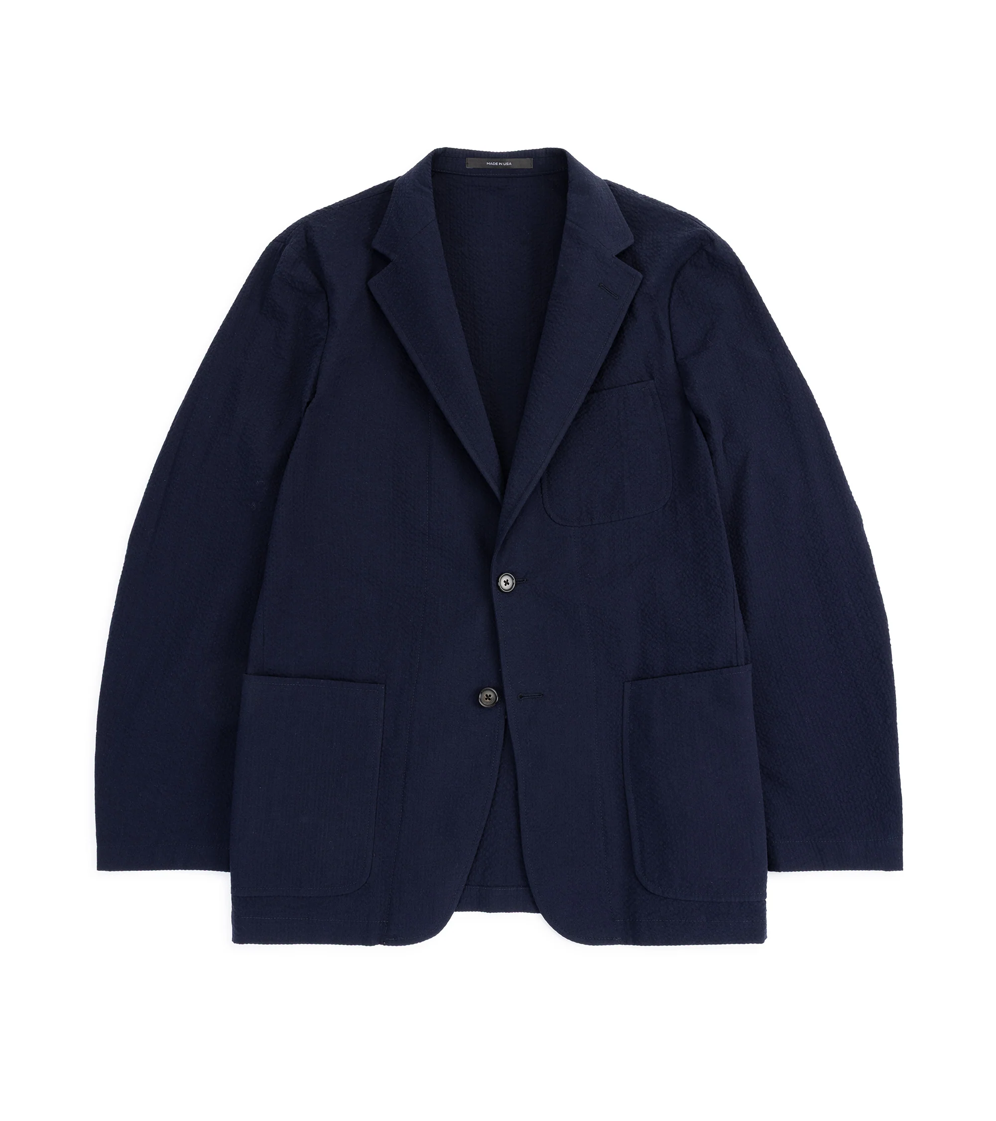 Gitman Vintage Cotton Seersucker Simple Jacket: Navy
