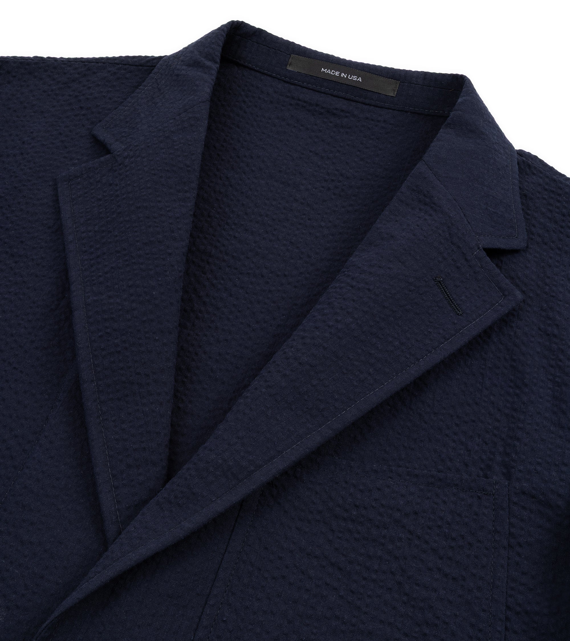 Gitman Vintage Cotton Seersucker Simple Jacket: Navy - Image 3