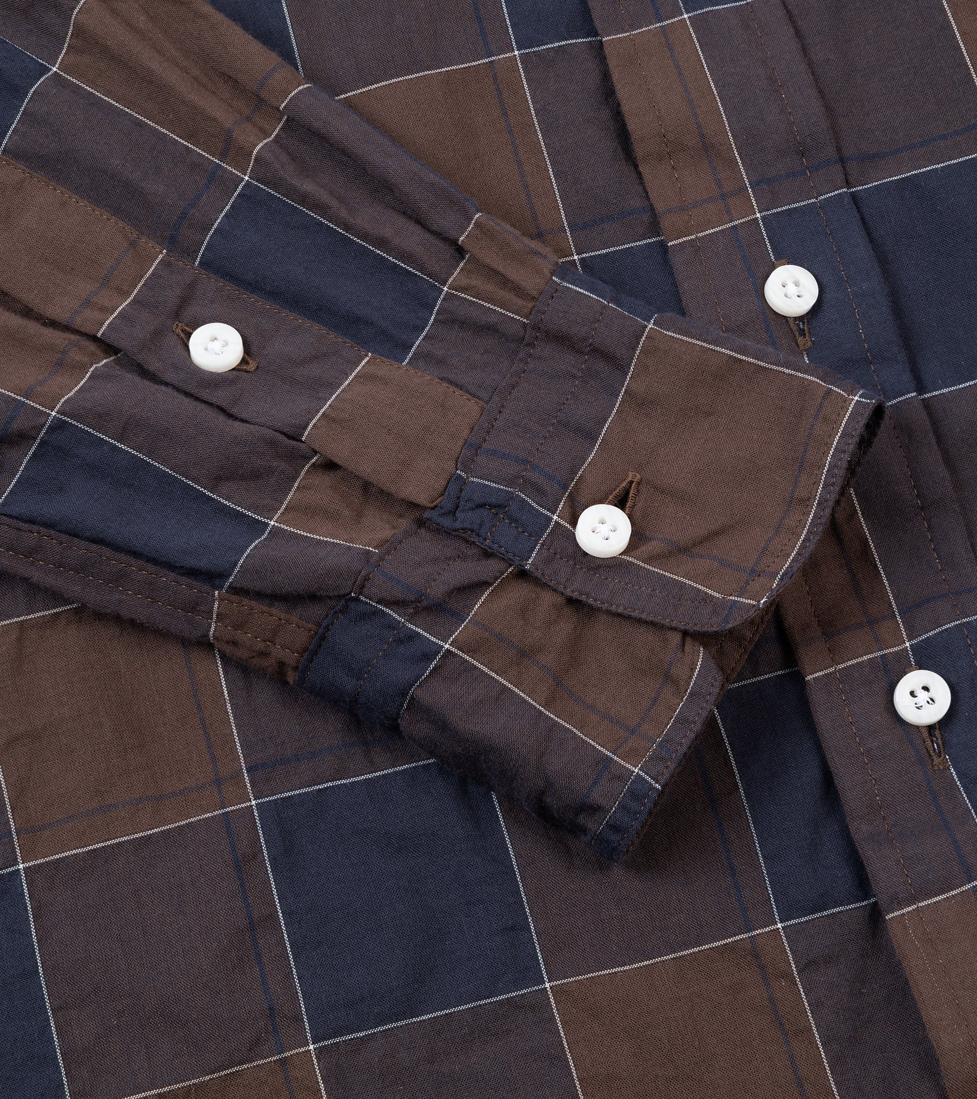 Gitman Vintage Japanese Cotton Check Button Down Shirt: Brown - Image 4