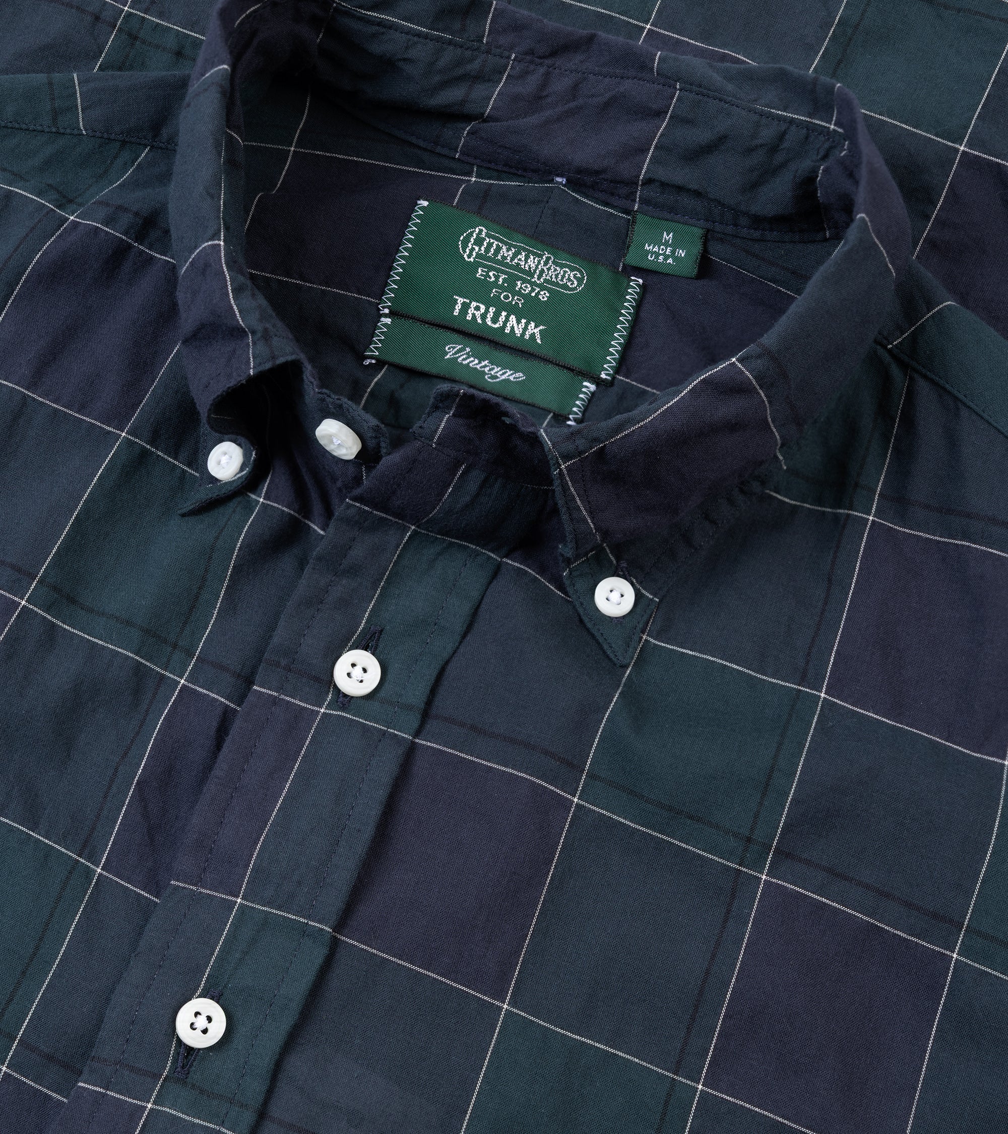 Gitman Vintage Japanese Cotton Check Button Down Shirt: Navy - Image 2