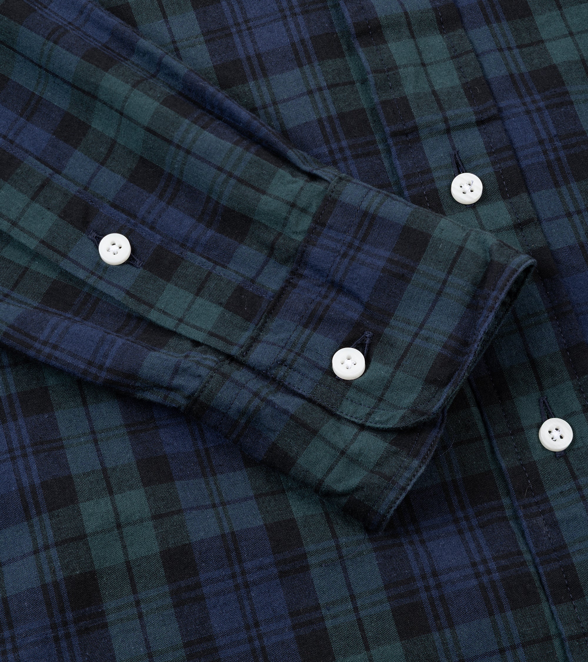 Gitman Vintage Japanese Cotton Linen Plaid Button Down Shirt: Blackwatch - Image 3