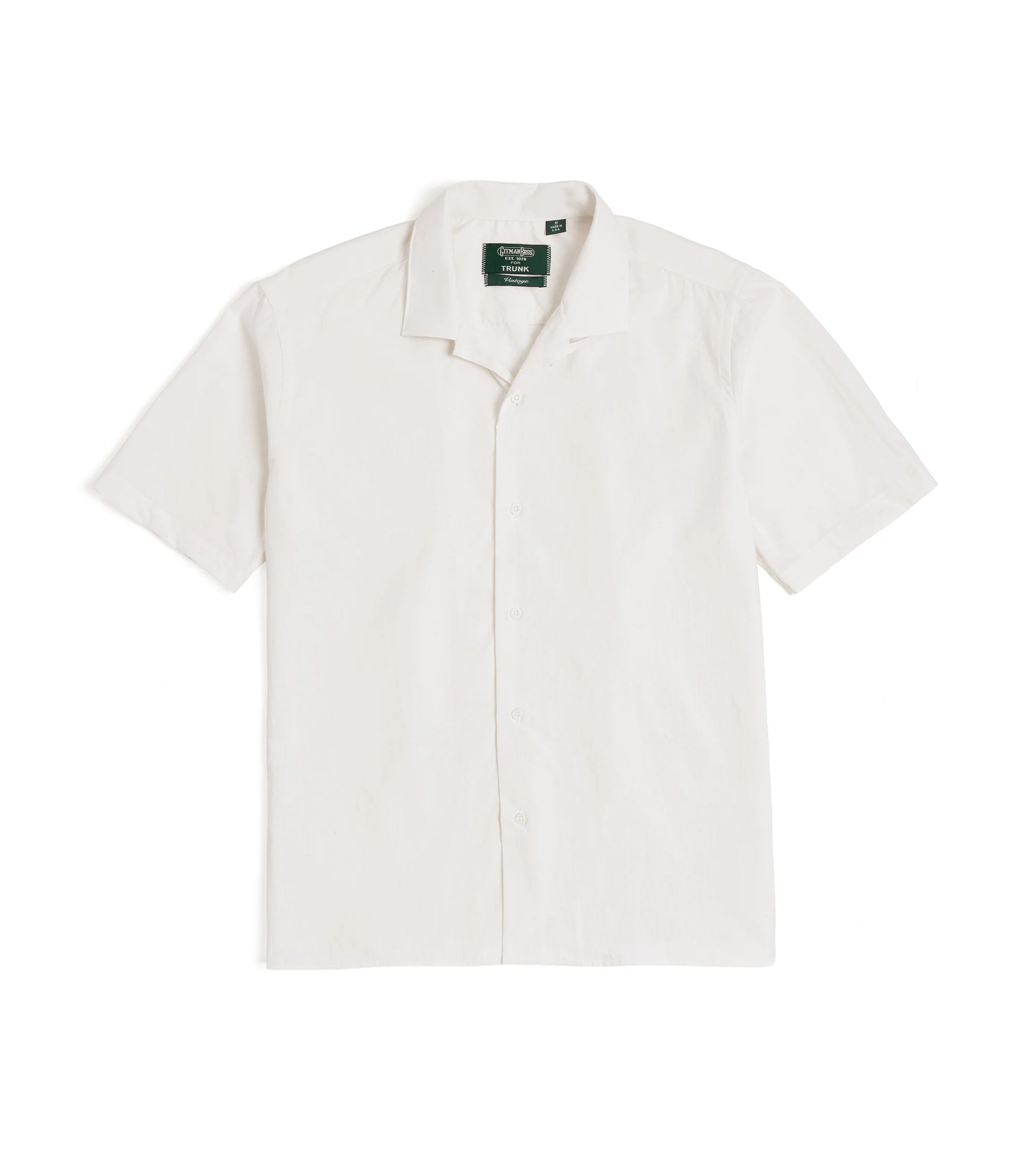 Gitman Vintage Japanese Slubby Cotton Silk Short Sleeve Camp Collar Shirt: White
