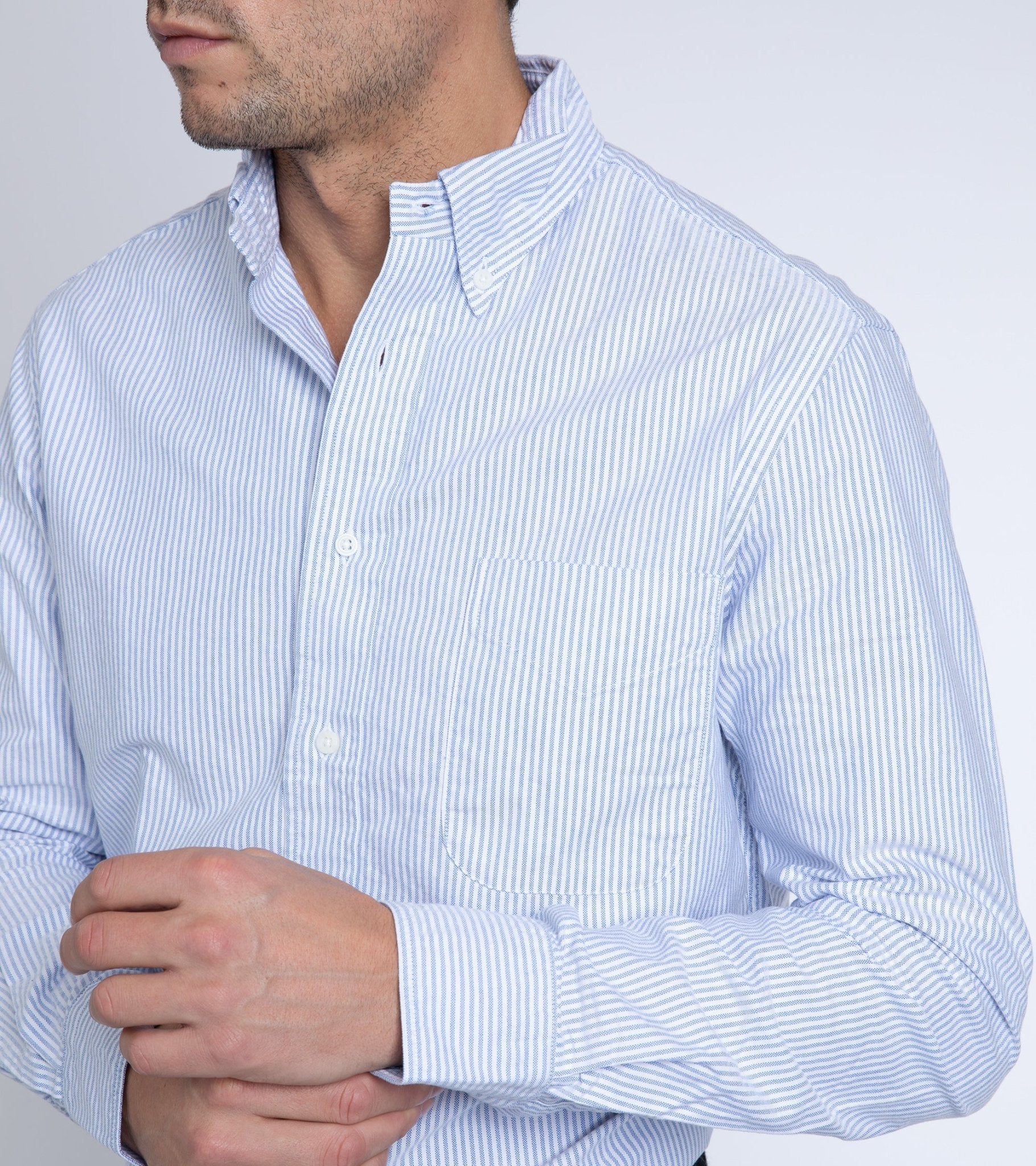 Gitman Vintage Oxford Shirt: Blue Stripe - Image 5