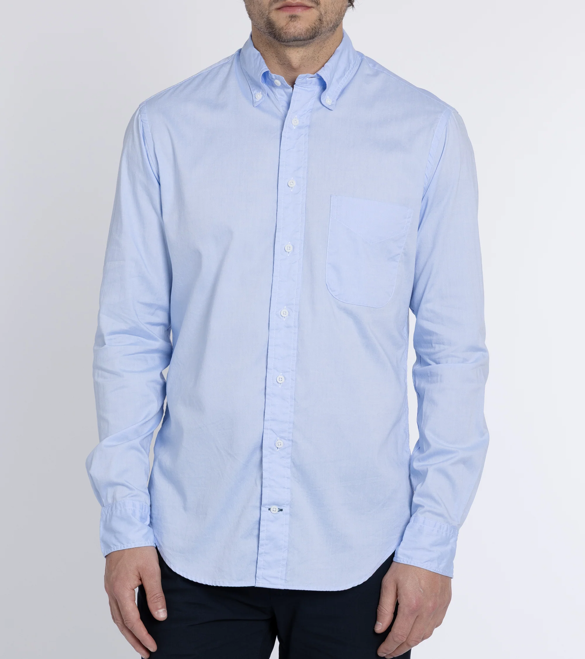 Gitman Vintage Zephyr Cotton Shirt: Blue - Image 6