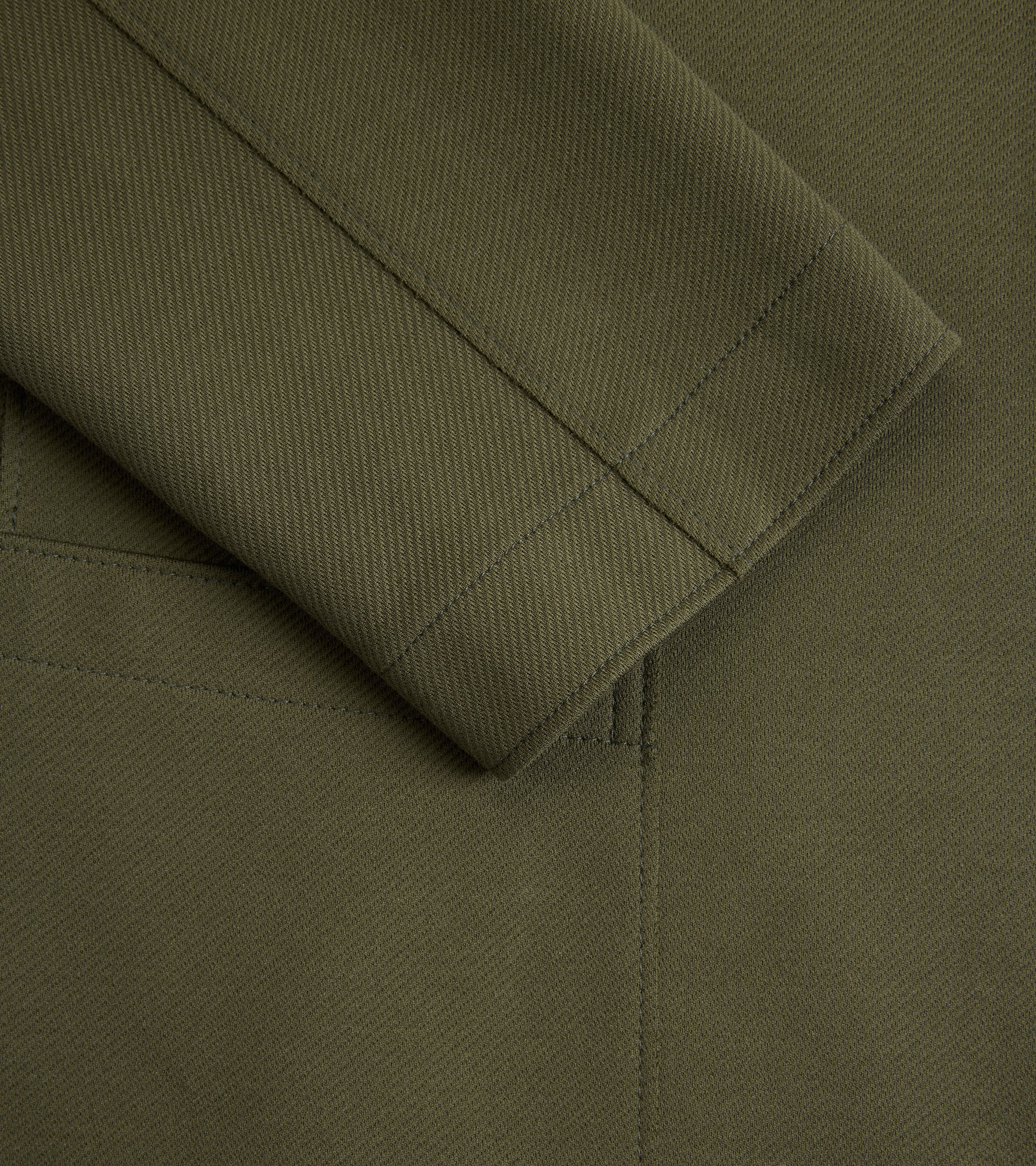 Harris Wharf Loro Piana Cotton Twill Nehru Jacket: Moss Green - Image 3