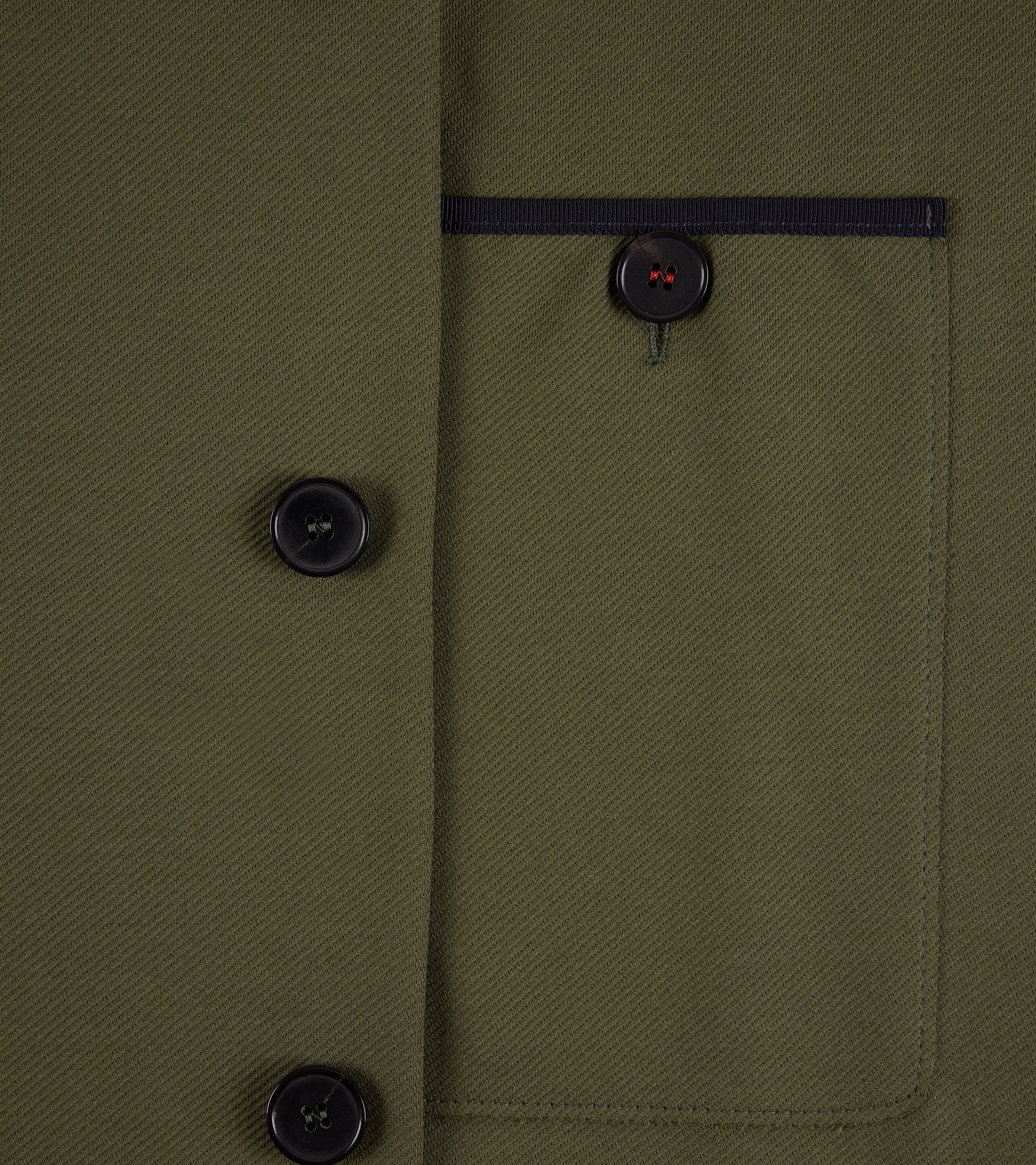 Harris Wharf Loro Piana Cotton Twill Nehru Jacket: Moss Green - Image 4