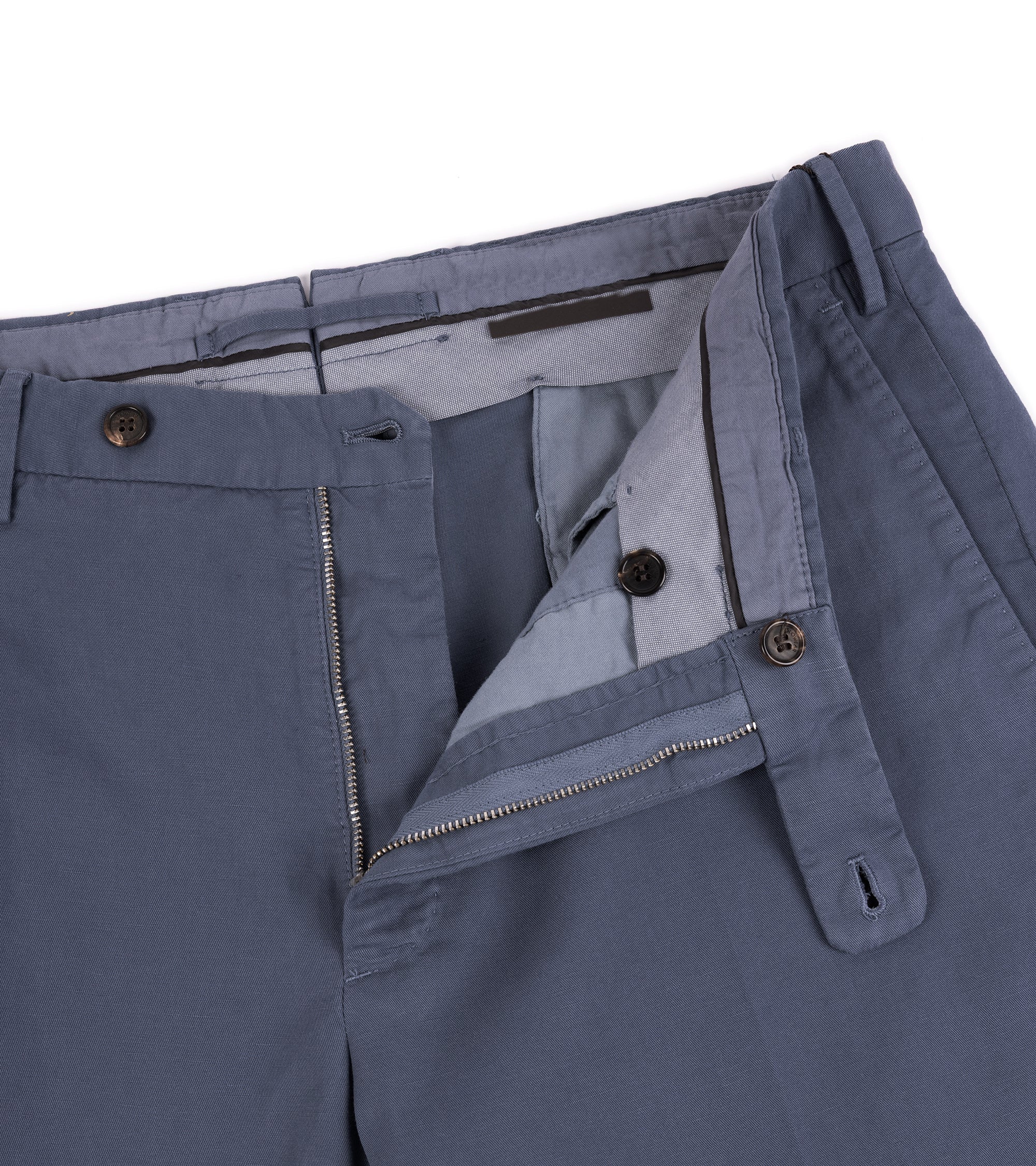 Incotex Regular Fit Chinolino Cotton Linen Trousers: Blue - Image 2