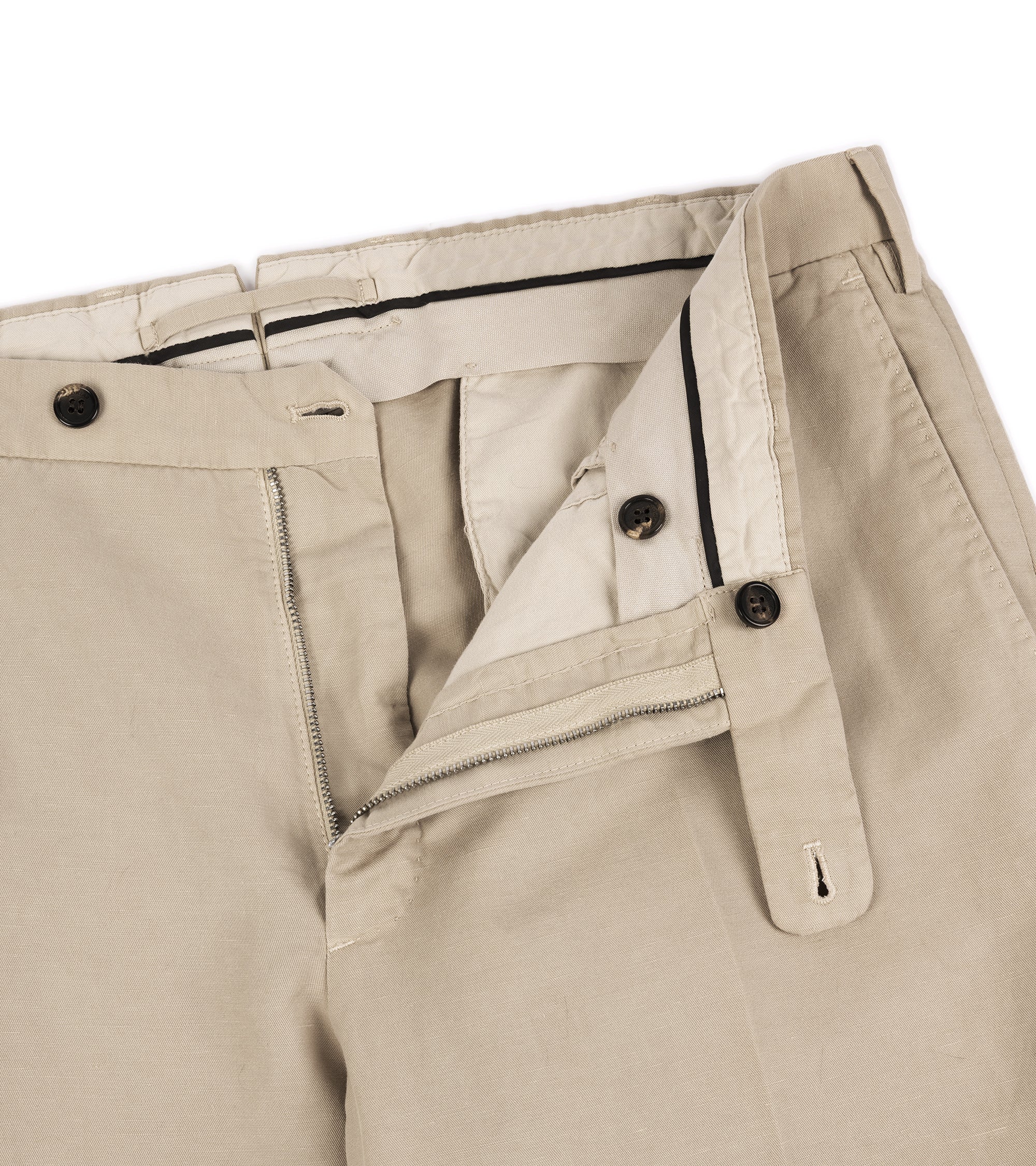 Incotex Regular Fit Chinolino Cotton Linen Trousers: Tan - Image 2