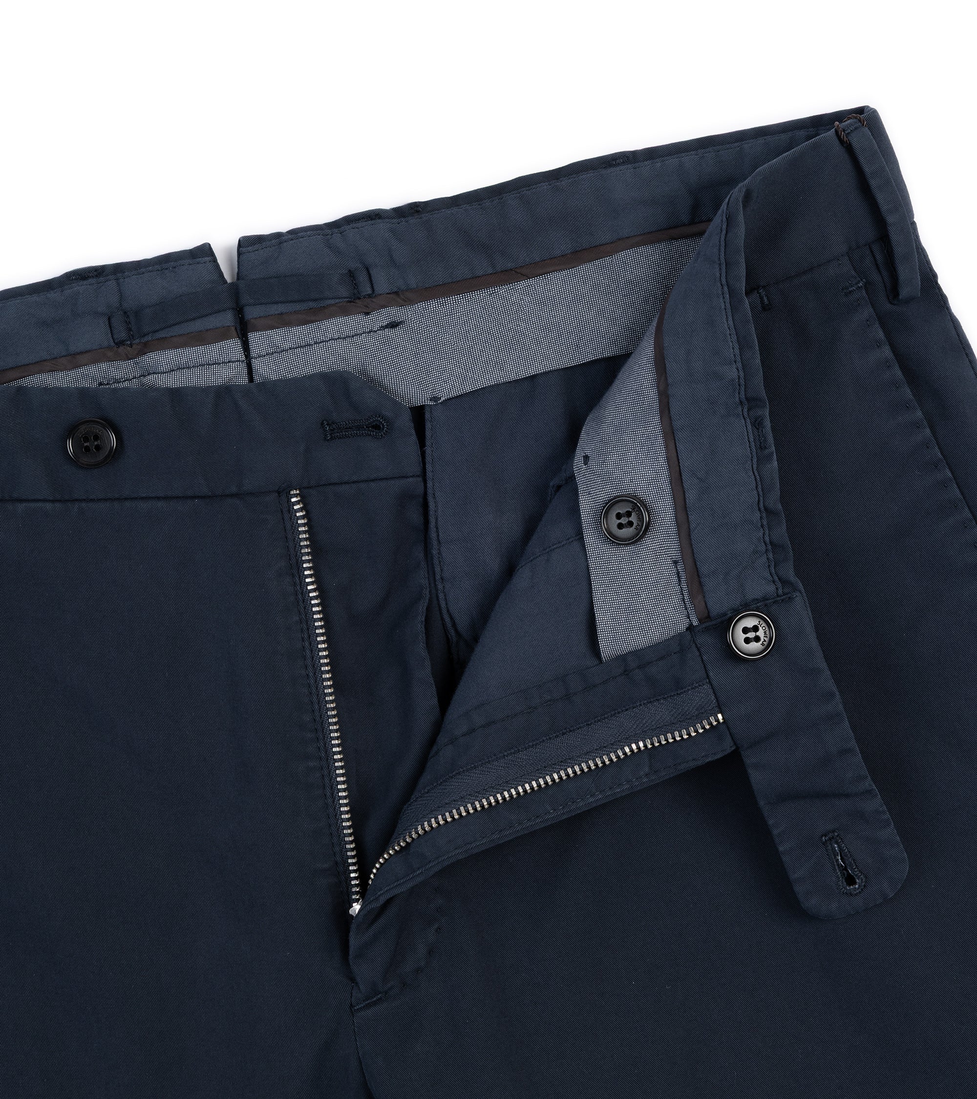 Incotex Regular Fit Royal Batavia Cotton Trousers: Navy - Image 3